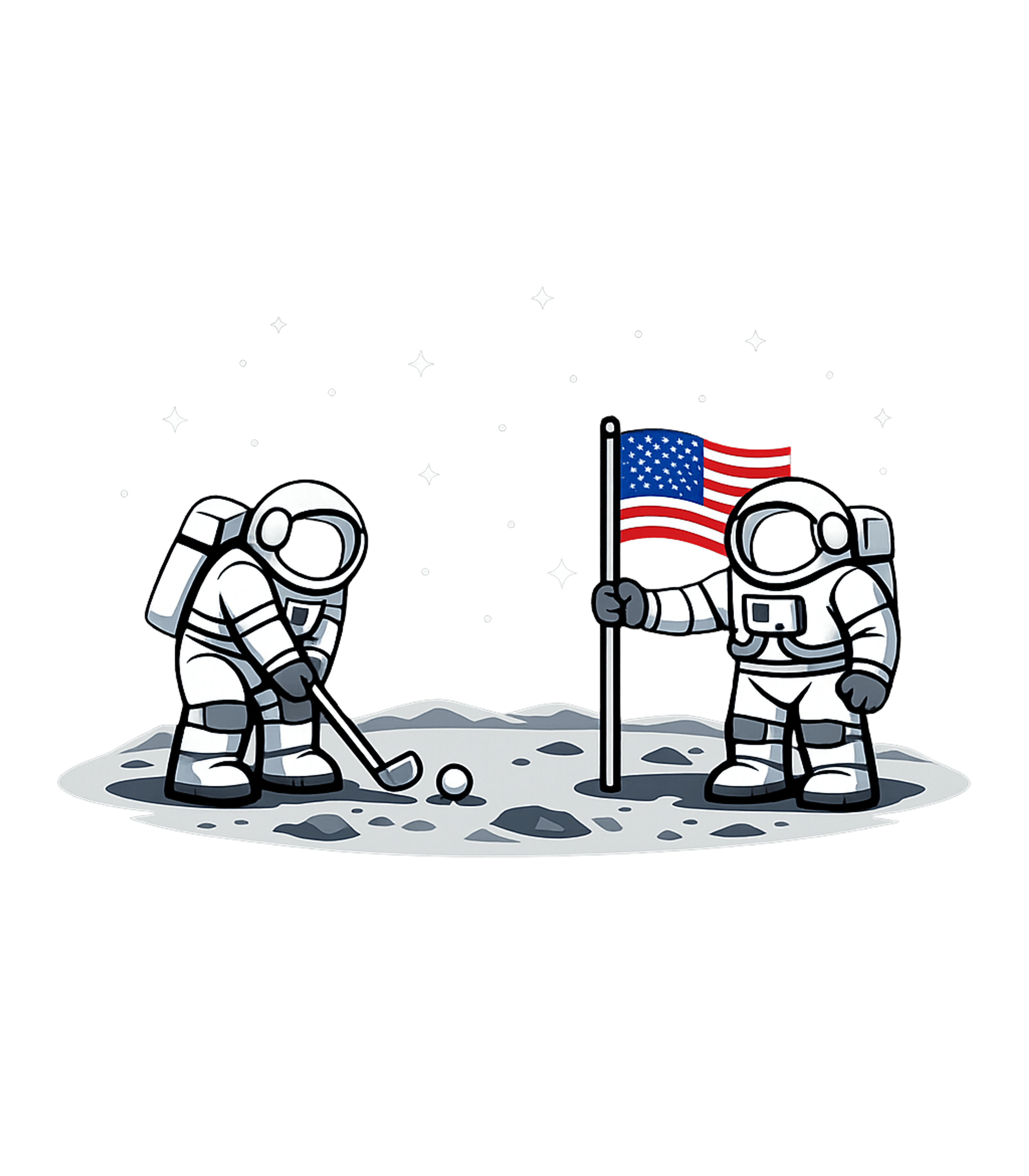 Moon Golf Flag Golf Hooded Sweatshirt featuring This whimsical graphic features two astronauts on the moon, – designed by Geoff Brown @ SunFrog Moon Golf Flag Golf Hooded Sweatshirt featuring This whimsical graphic features two astronauts on the moon, – designed by Geoff Brown @ SunFrog