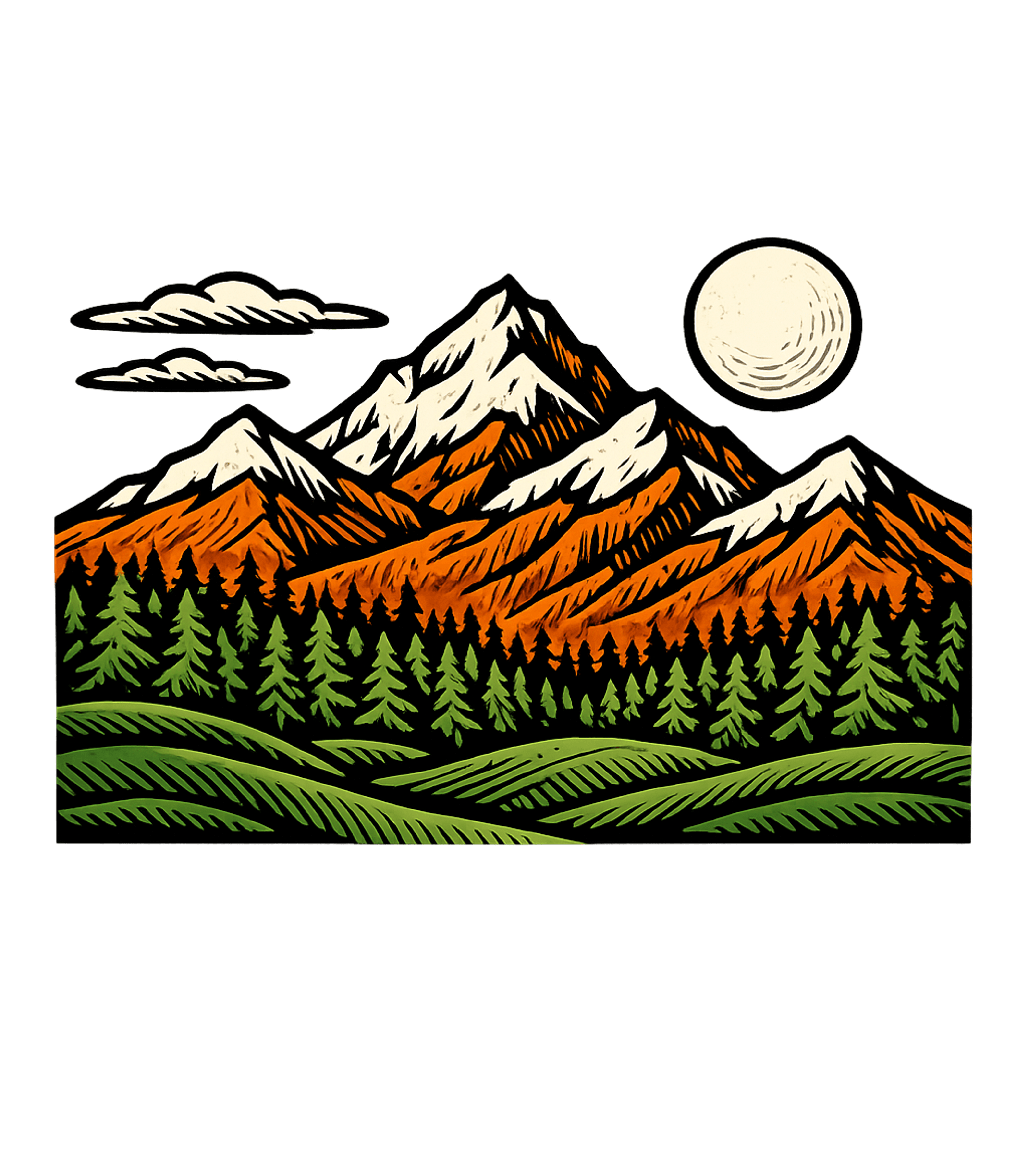 Mountain Forest Moon Hiking Hooded Sweatshirt featuring This graphic tee features a striking illustration of a seren – designed by Geoff Brown @ SunFrog Mountain Forest Moon Hiking Hooded Sweatshirt featuring This graphic tee features a striking illustration of a seren – designed by Geoff Brown @ SunFrog