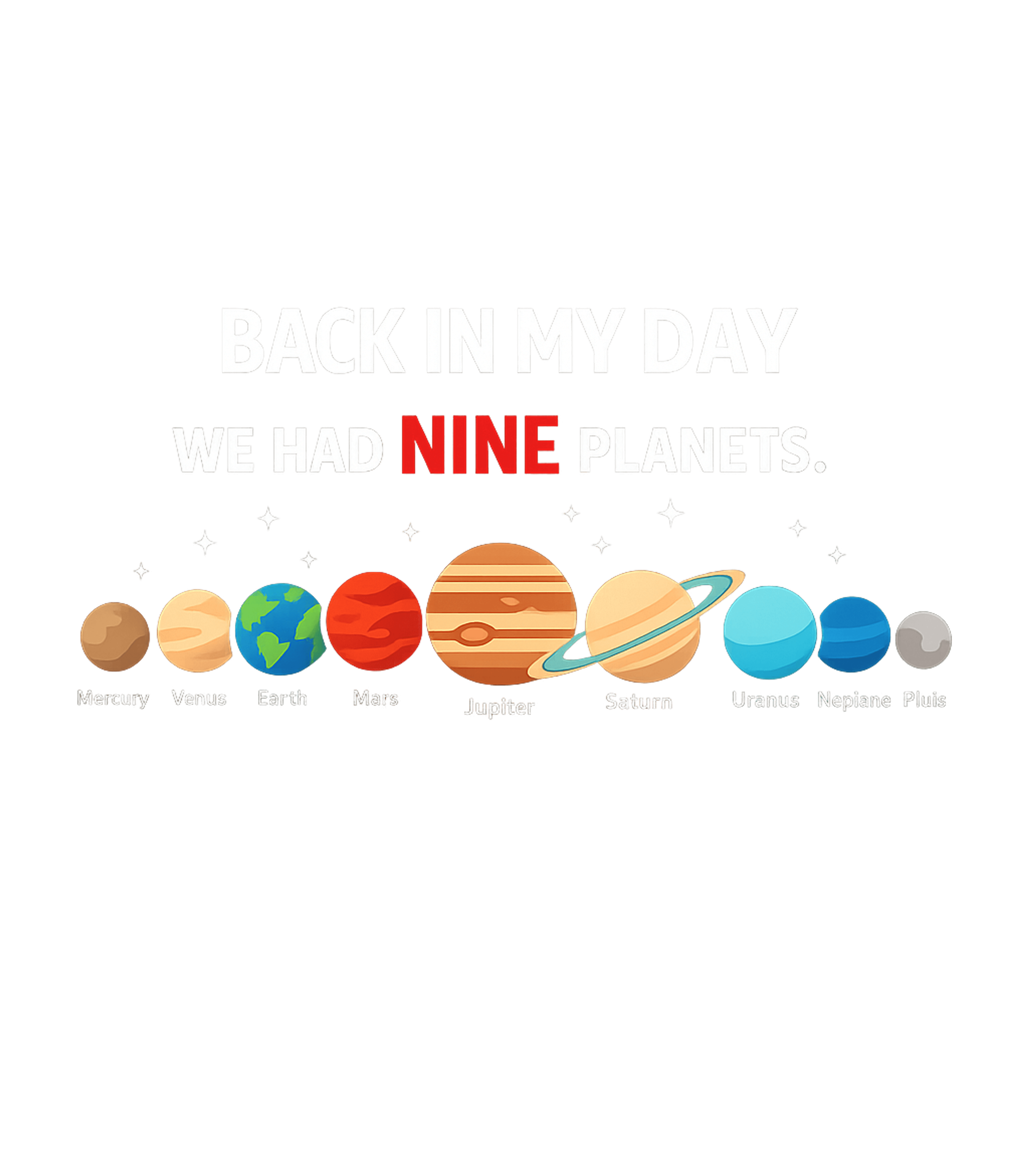 Nine Planets Back In My Day Dad Jokes Crewneck Sweatshirt featuring Embrace a nostalgic view of our solar system with this humor – designed by Geoff Brown @ SunFrog Nine Planets Back In My Day Dad Jokes Crewneck Sweatshirt featuring Embrace a nostalgic view of our solar system with this humor – designed by Geoff Brown @ SunFrog