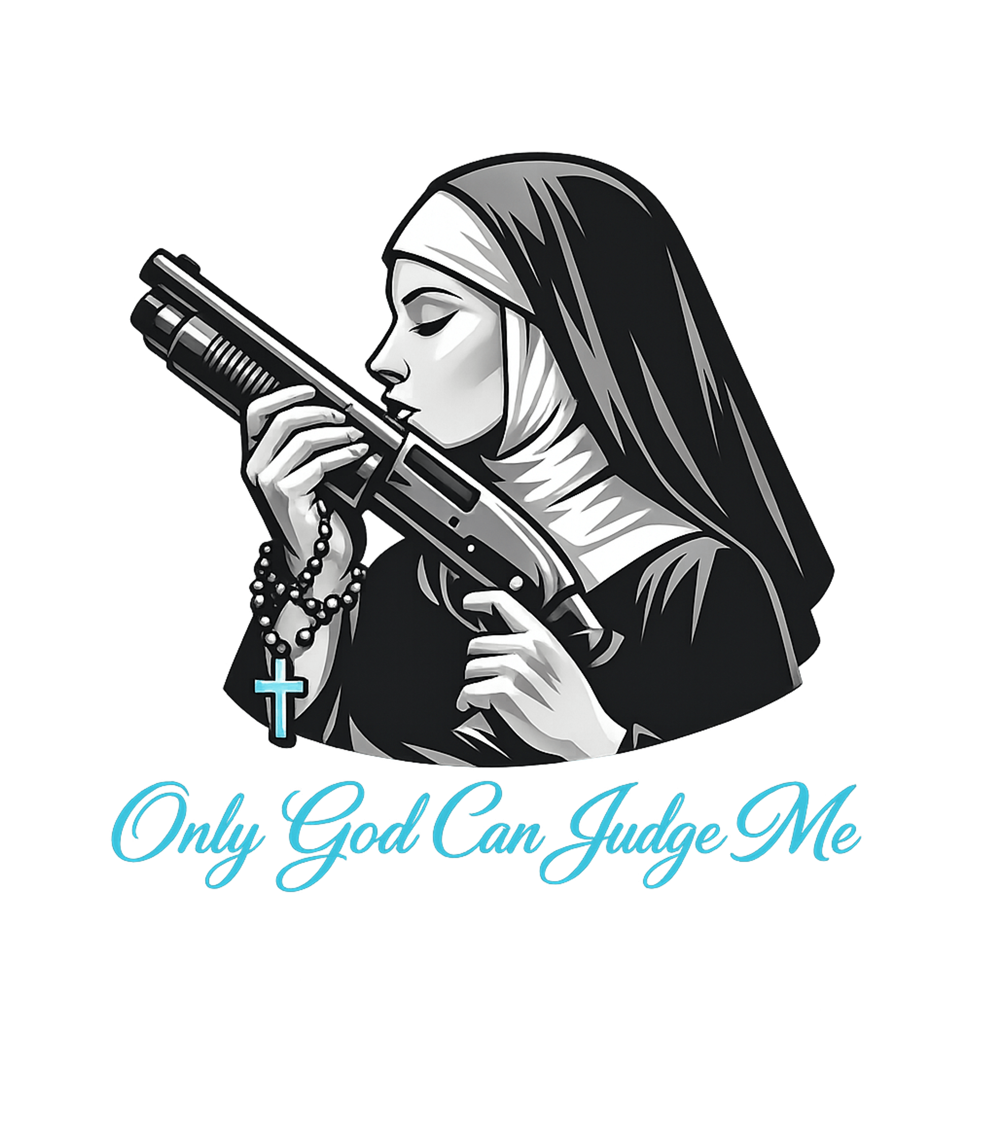 Only God Can Judge Me Nun Church Humor Premium T-Shirt featuring This bold graphic features a nun holding a shotgun with a ro – designed by Geoff Brown @ SunFrog Only God Can Judge Me Nun Church Humor Premium T-Shirt featuring This bold graphic features a nun holding a shotgun with a ro – designed by Geoff Brown @ SunFrog