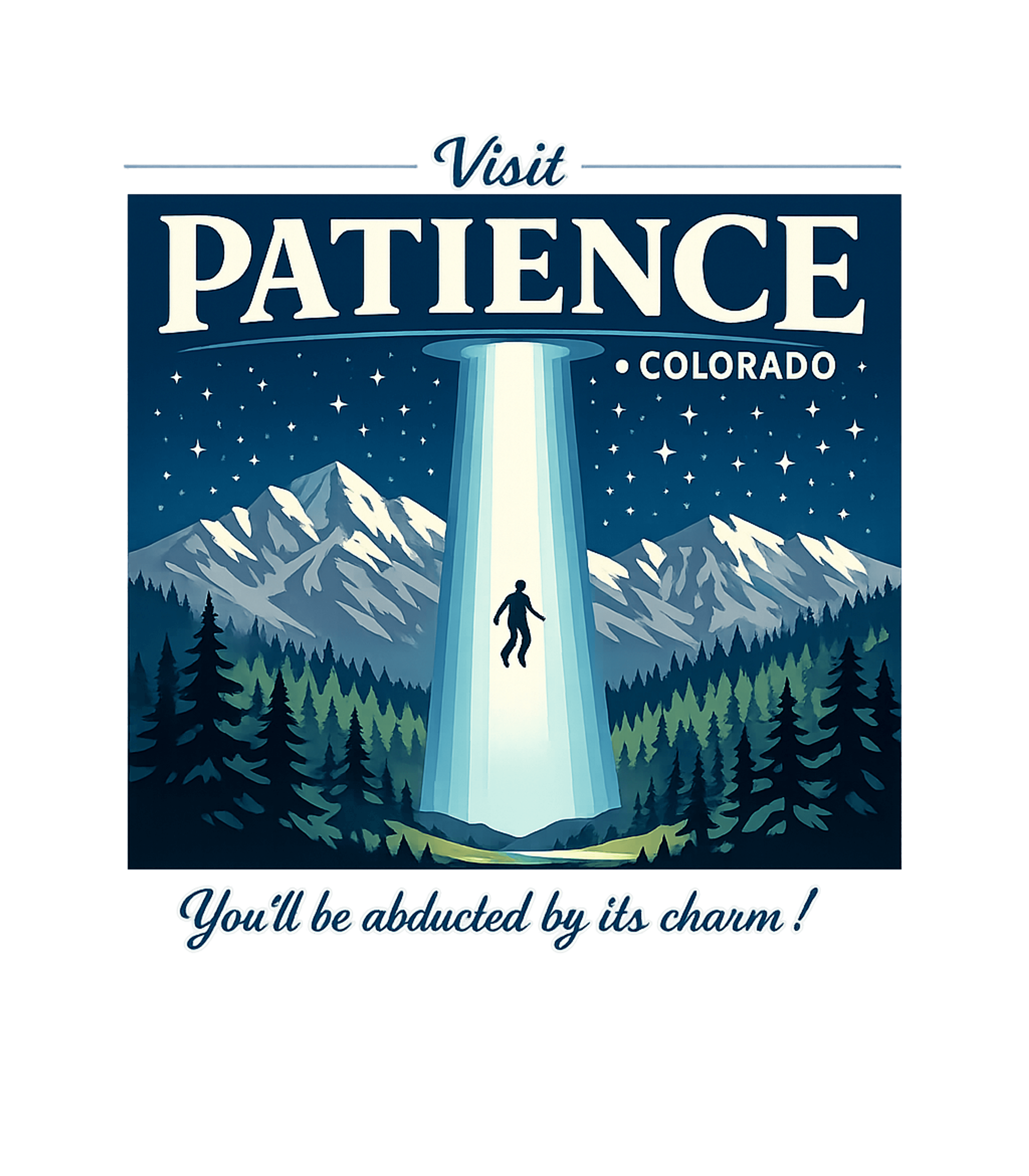Patience Colorado Alien Colorado Hooded Sweatshirt featuring This retro-style travel poster playfully invites you to 'Vis – designed by Geoff Brown @ SunFrog Patience Colorado Alien Colorado Hooded Sweatshirt featuring This retro-style travel poster playfully invites you to 'Vis – designed by Geoff Brown @ SunFrog