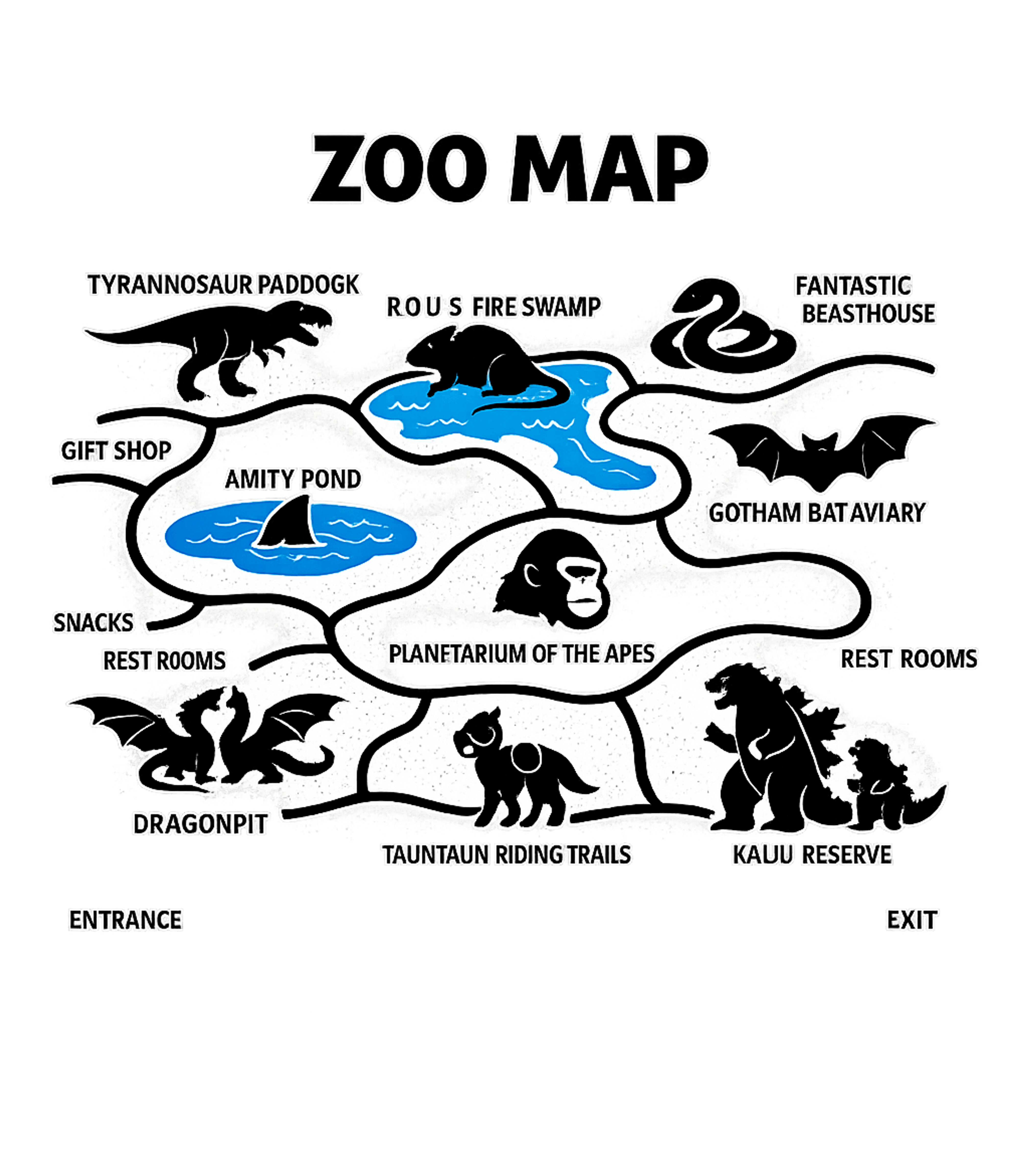 Pop Culture Zoo Map Meme Humor Premium T-Shirt featuring Explore a wild collection of famous creatures and legendary – designed by Geoff Brown @ SunFrog Pop Culture Zoo Map Meme Humor Premium T-Shirt featuring Explore a wild collection of famous creatures and legendary – designed by Geoff Brown @ SunFrog