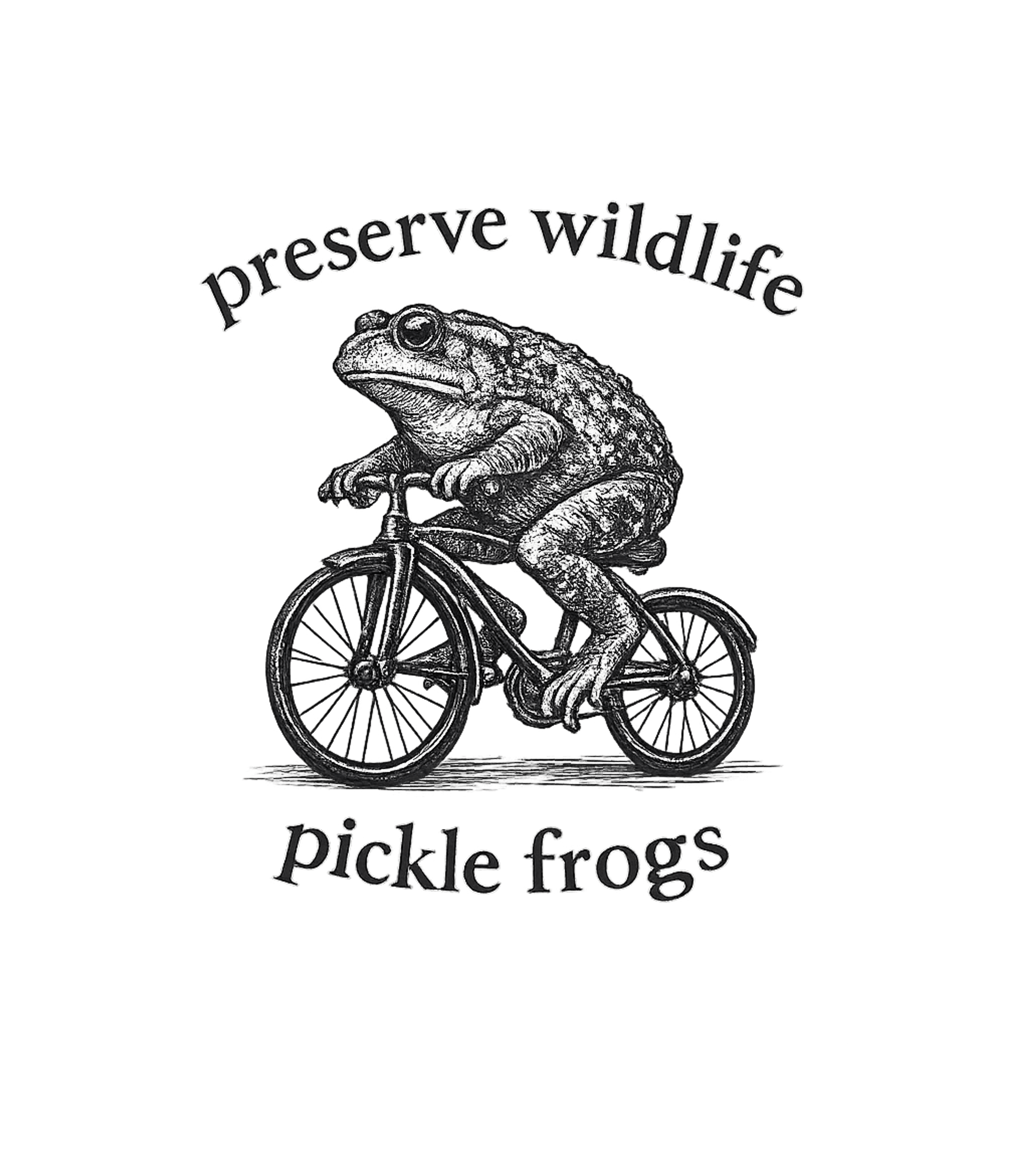 Preserve Wildlife Pickle Frogs Church Humor Crewneck Sweatshirt featuring This whimsical graphic features a frog riding a bicycle, hum – designed by Geoff Brown @ SunFrog Preserve Wildlife Pickle Frogs Church Humor Crewneck Sweatshirt featuring This whimsical graphic features a frog riding a bicycle, hum – designed by Geoff Brown @ SunFrog