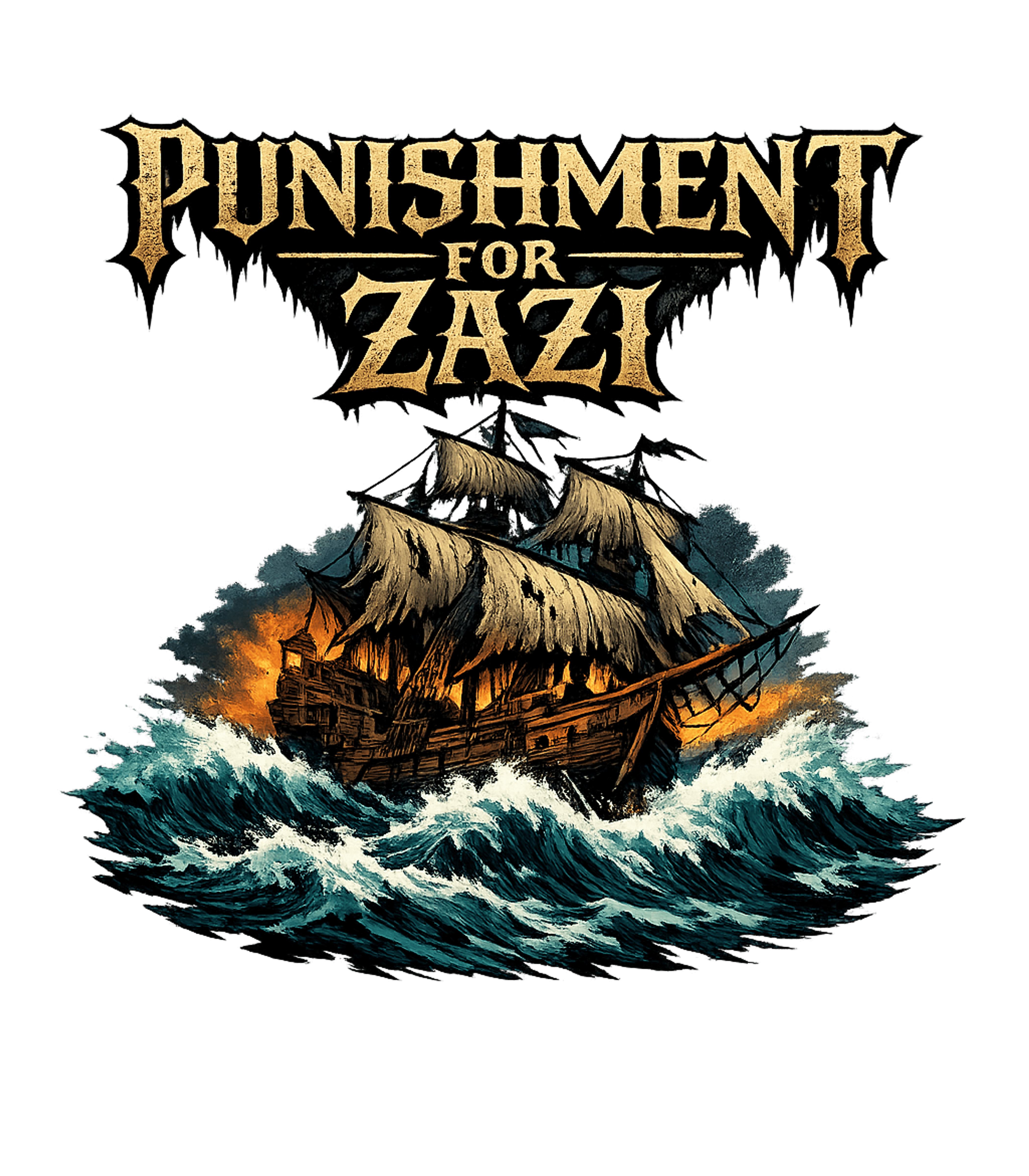 Punishment For Zazi Music Premium T-Shirt featuring This dramatic artwork features a distressed ship navigating – designed by Geoff Brown @ SunFrog Punishment For Zazi Music Premium T-Shirt featuring This dramatic artwork features a distressed ship navigating – designed by Geoff Brown @ SunFrog