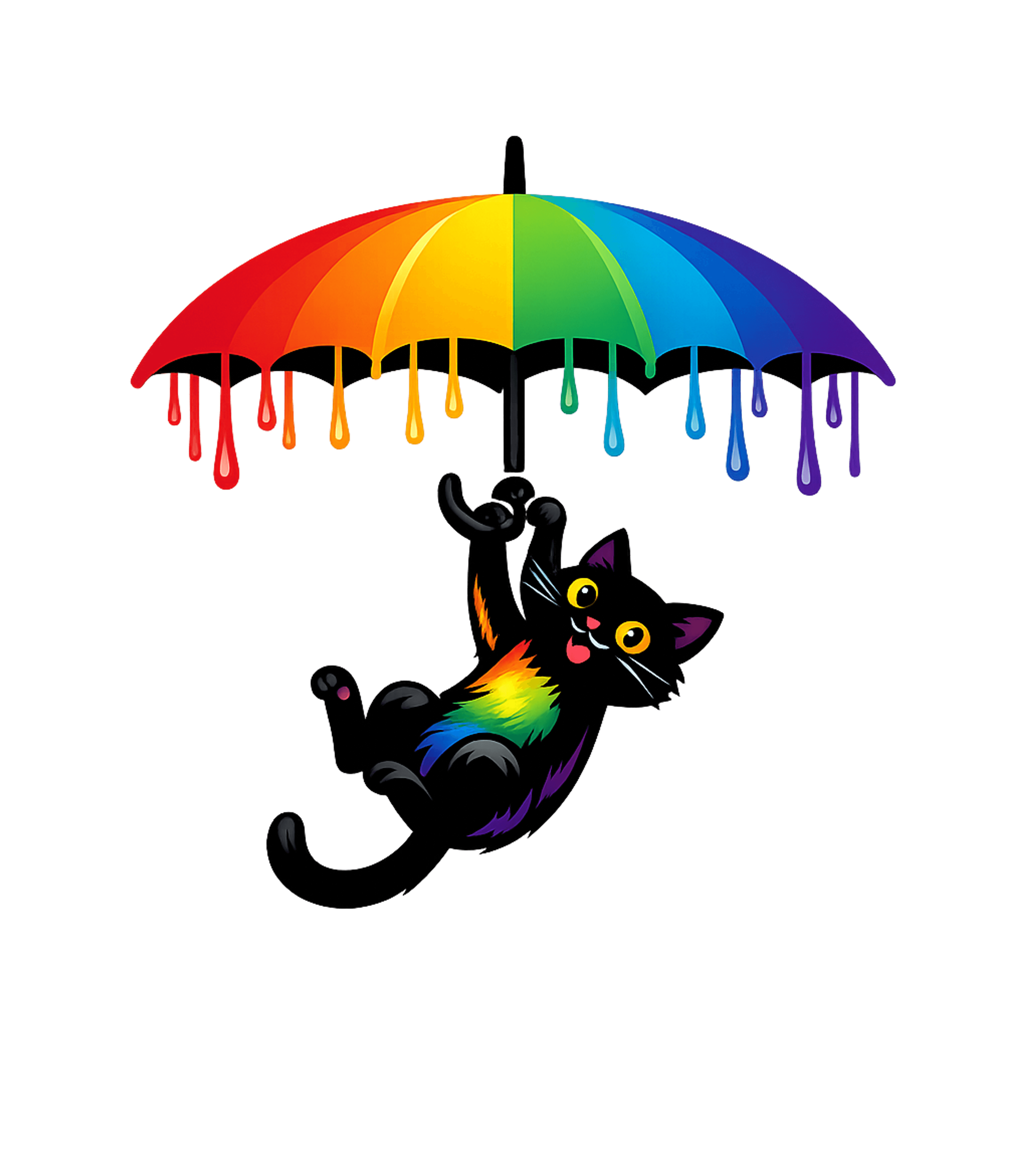 Rainbow Umbrella Cat Cats Hooded Sweatshirt featuring This vibrant graphic features a playful black cat swinging f – designed by Geoff Brown @ SunFrog Rainbow Umbrella Cat Cats Hooded Sweatshirt featuring This vibrant graphic features a playful black cat swinging f – designed by Geoff Brown @ SunFrog