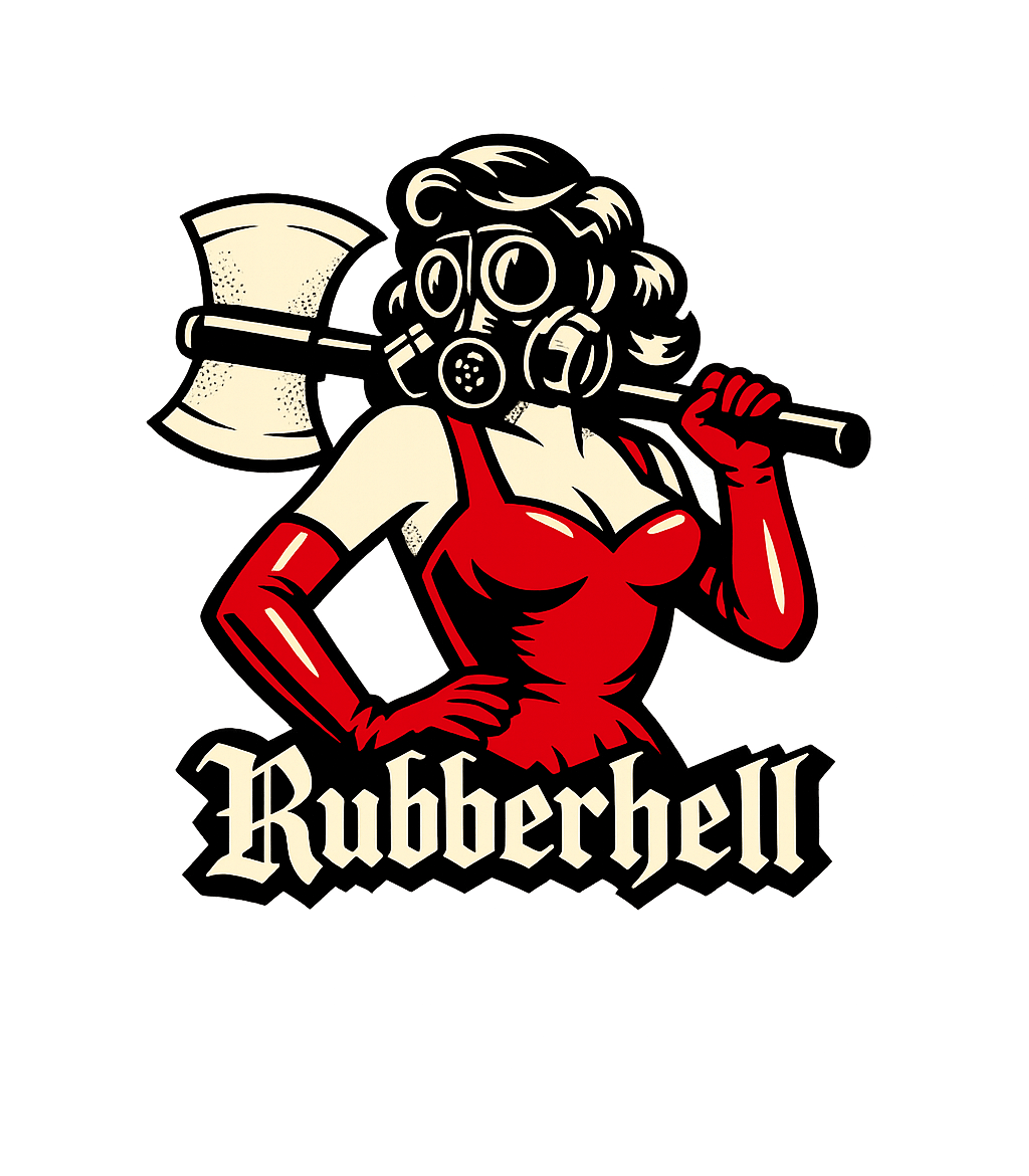 Rubberhell Axe Pinup Gaming Hooded Sweatshirt featuring This artwork blends retro pin-up style with a dark, post-apo – designed by Geoff Brown @ SunFrog Rubberhell Axe Pinup Gaming Hooded Sweatshirt featuring This artwork blends retro pin-up style with a dark, post-apo – designed by Geoff Brown @ SunFrog