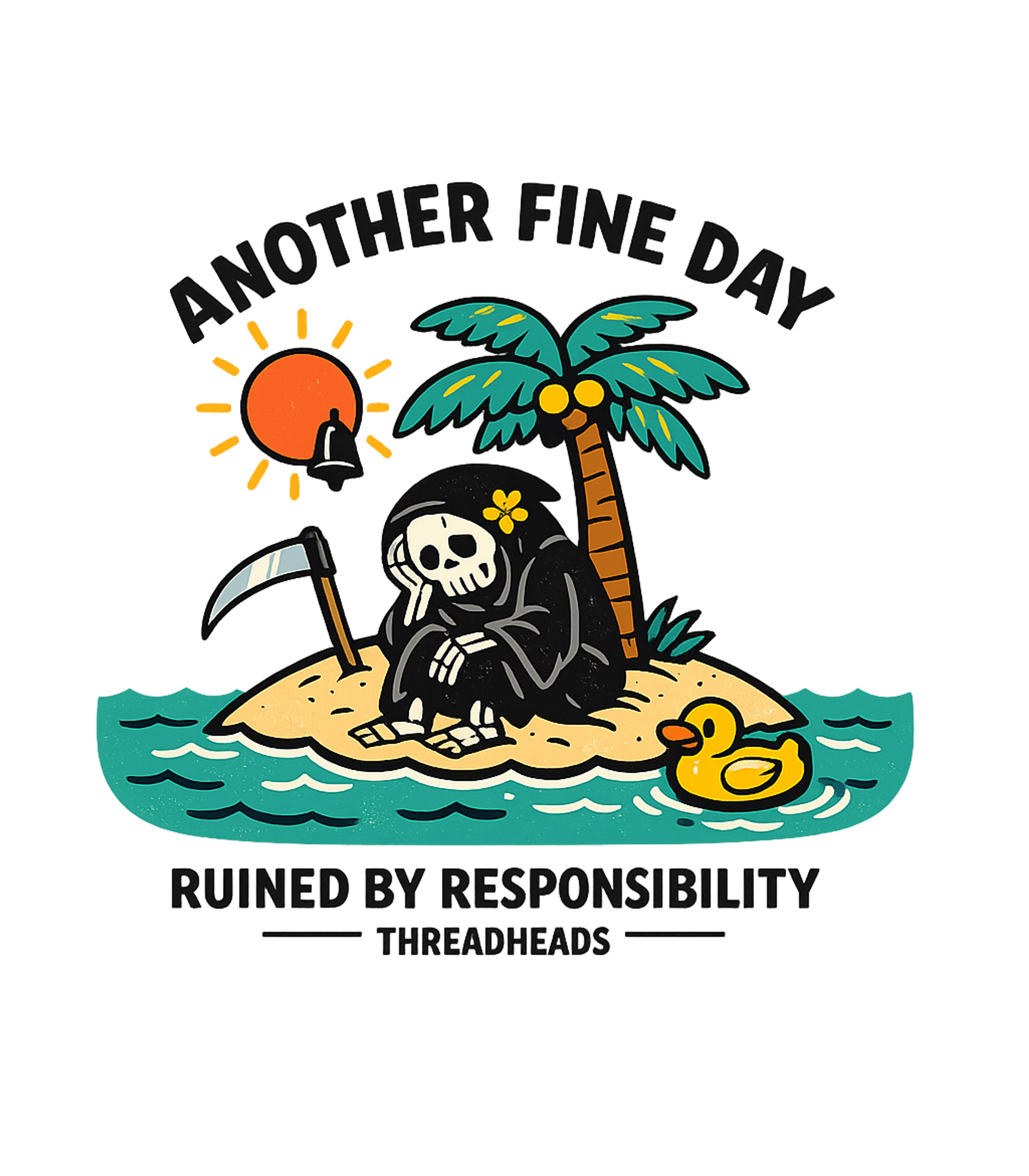 Ruined By Responsibility Sarcasm Premium T-Shirt featuring This humorous graphic features a sad grim reaper on a sunny – designed by Geoff Brown @ SunFrog Ruined By Responsibility Sarcasm Premium T-Shirt featuring This humorous graphic features a sad grim reaper on a sunny – designed by Geoff Brown @ SunFrog