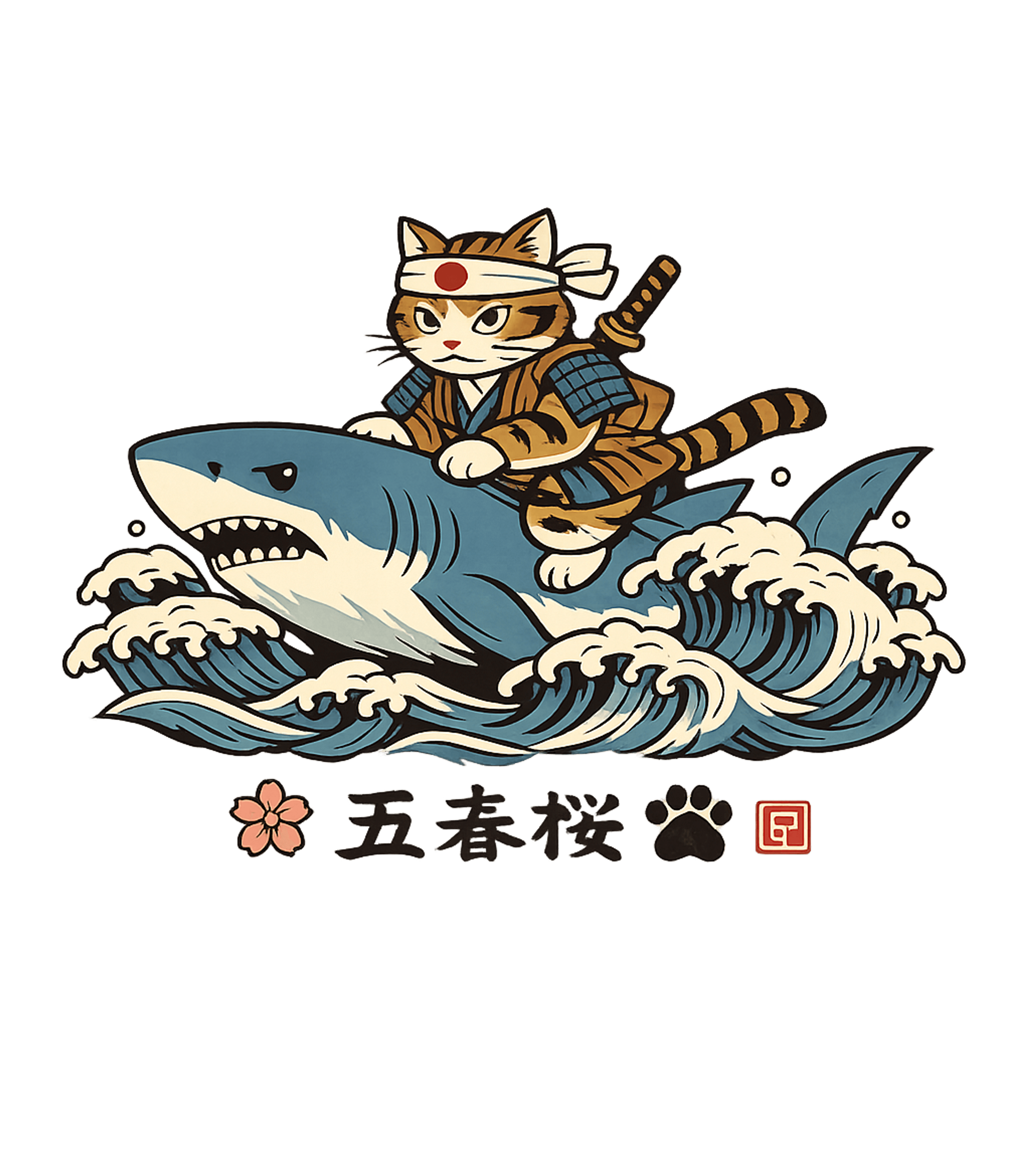 Samurai Cat Shark Rider Cats Premium T-Shirt featuring Embrace adventure with this striking Ukiyo-e inspired graphi – designed by Geoff Brown @ SunFrog Samurai Cat Shark Rider Cats Premium T-Shirt featuring Embrace adventure with this striking Ukiyo-e inspired graphi – designed by Geoff Brown @ SunFrog