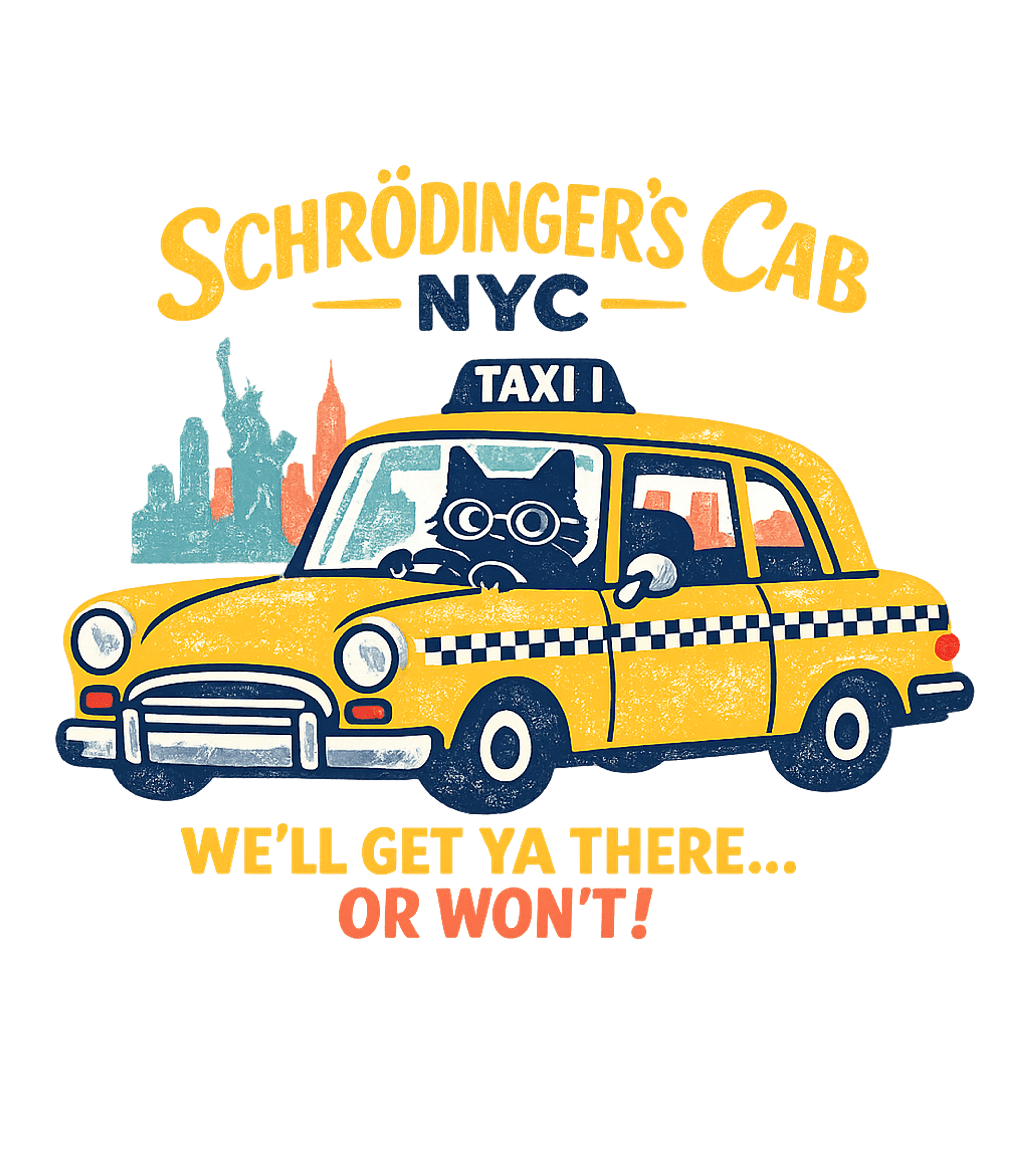 Schrödinger's NYC Cab Cats Hooded Sweatshirt featuring This whimsical t-shirt features a nerdy cat driving a classi – designed by Geoff Brown @ SunFrog Schrödinger's NYC Cab Cats Hooded Sweatshirt featuring This whimsical t-shirt features a nerdy cat driving a classi – designed by Geoff Brown @ SunFrog
