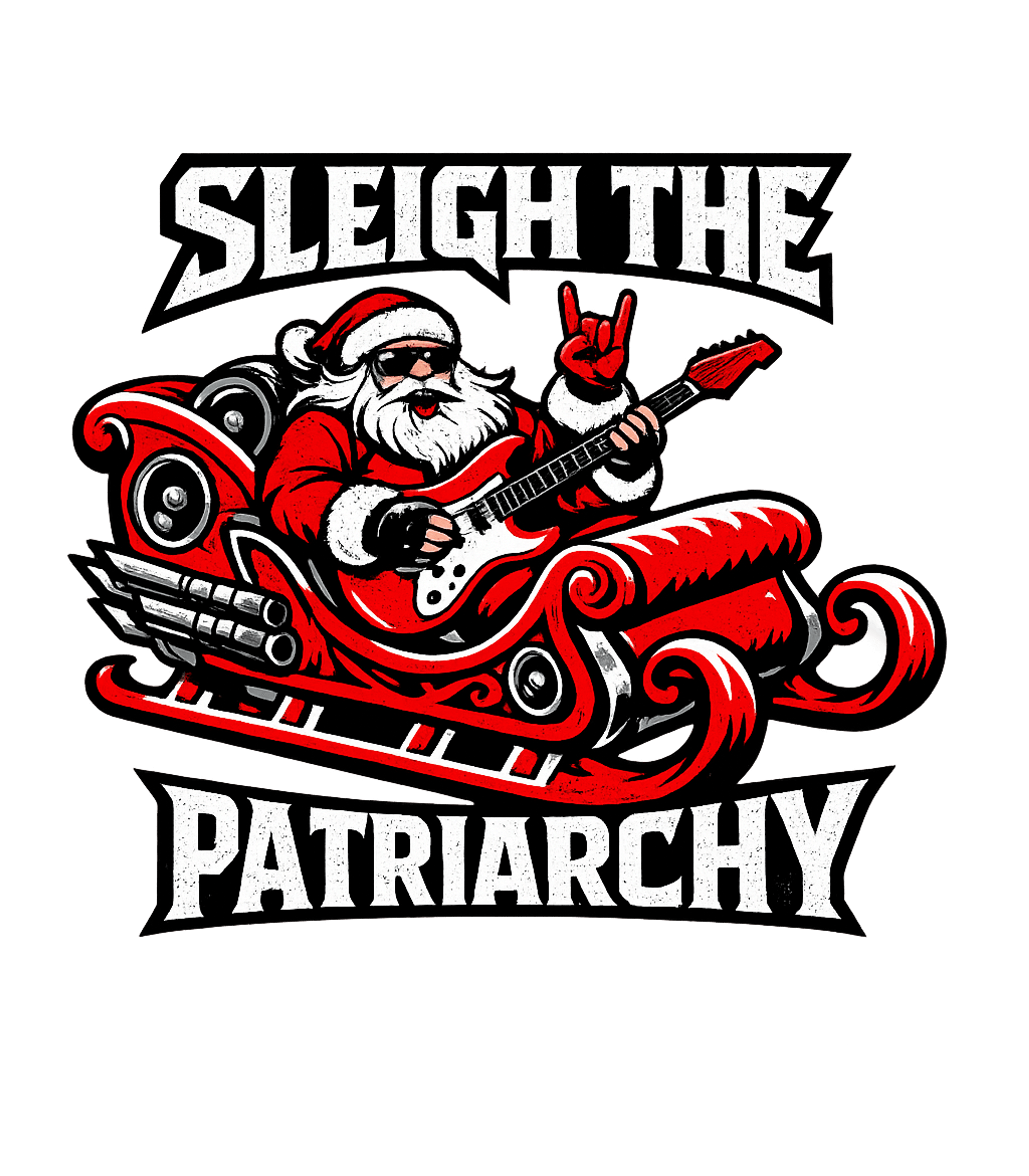 Sleigh The Patriarchy Santa Sarcasm Premium T-Shirt featuring This graphic tee features a rebellious Santa rocking out in – designed by Geoff Brown @ SunFrog Sleigh The Patriarchy Santa Sarcasm Premium T-Shirt featuring This graphic tee features a rebellious Santa rocking out in – designed by Geoff Brown @ SunFrog