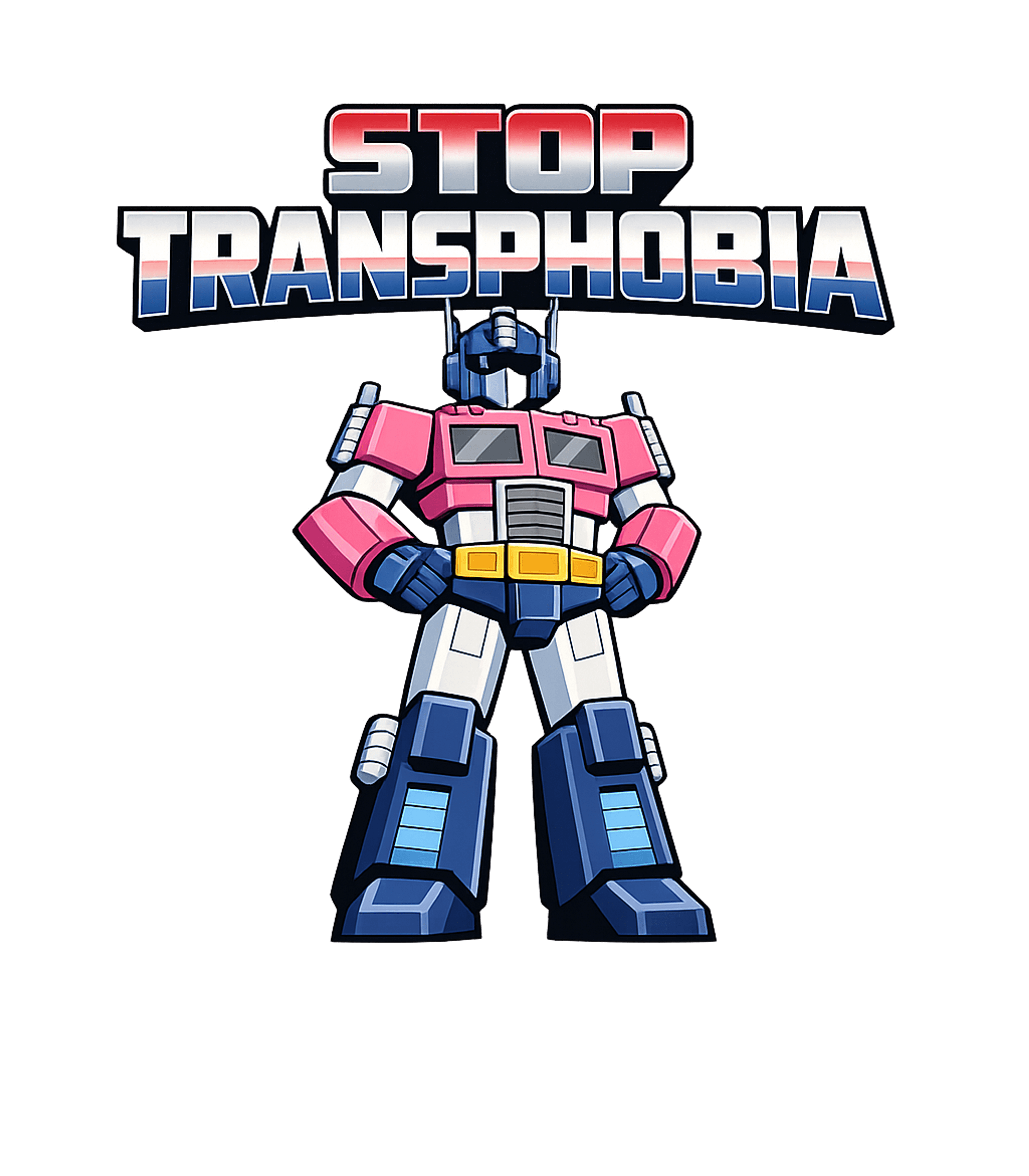 Stop Transphobia Pride Inspirational Messages Hooded Sweatshirt featuring This powerful graphic features a robot in trans pride colors – designed by Geoff Brown @ SunFrog Stop Transphobia Pride Inspirational Messages Hooded Sweatshirt featuring This powerful graphic features a robot in trans pride colors – designed by Geoff Brown @ SunFrog