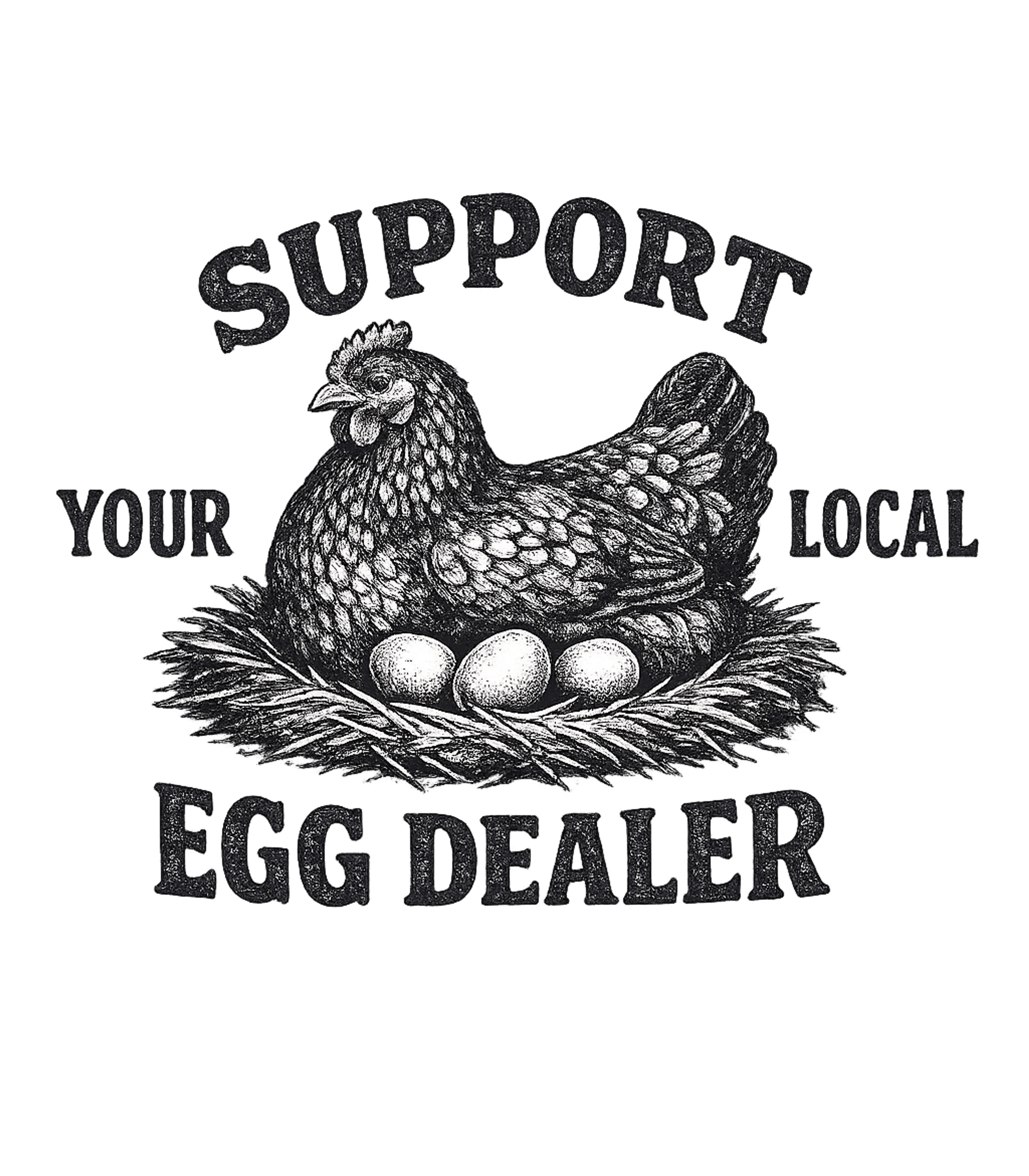 Support Local Egg Dealer Farm Animals Premium T-Shirt featuring This charming graphic features a hand-drawn chicken on a nes – designed by Geoff Brown @ SunFrog Support Local Egg Dealer Farm Animals Premium T-Shirt featuring This charming graphic features a hand-drawn chicken on a nes – designed by Geoff Brown @ SunFrog
