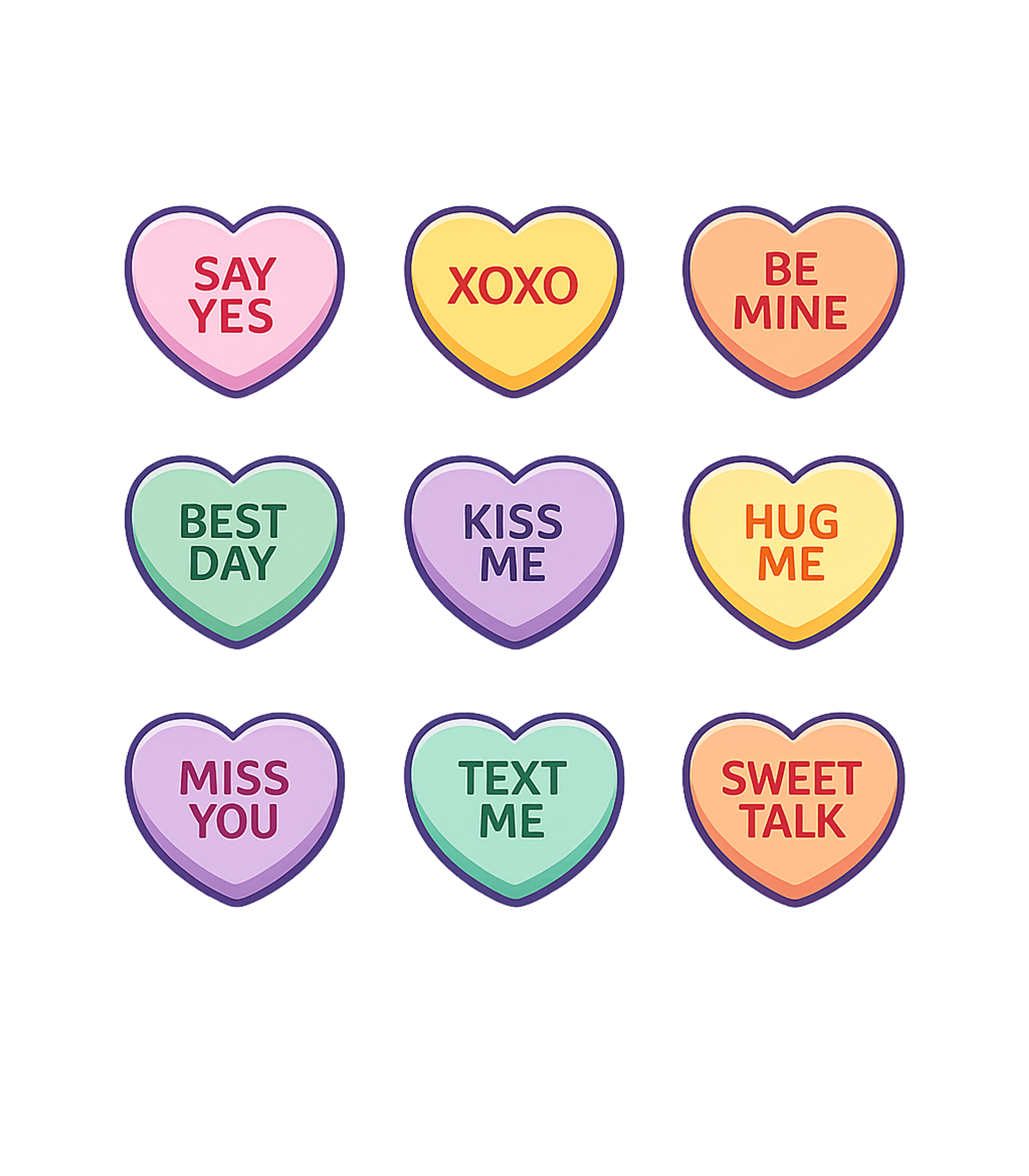 Sweet Talk Candy Hearts Valentine’s Day Crewneck Sweatshirt featuring This flat graphic features a colorful grid of nine heart-sha – designed by Geoff Brown @ SunFrog Sweet Talk Candy Hearts Valentine’s Day Crewneck Sweatshirt featuring This flat graphic features a colorful grid of nine heart-sha – designed by Geoff Brown @ SunFrog