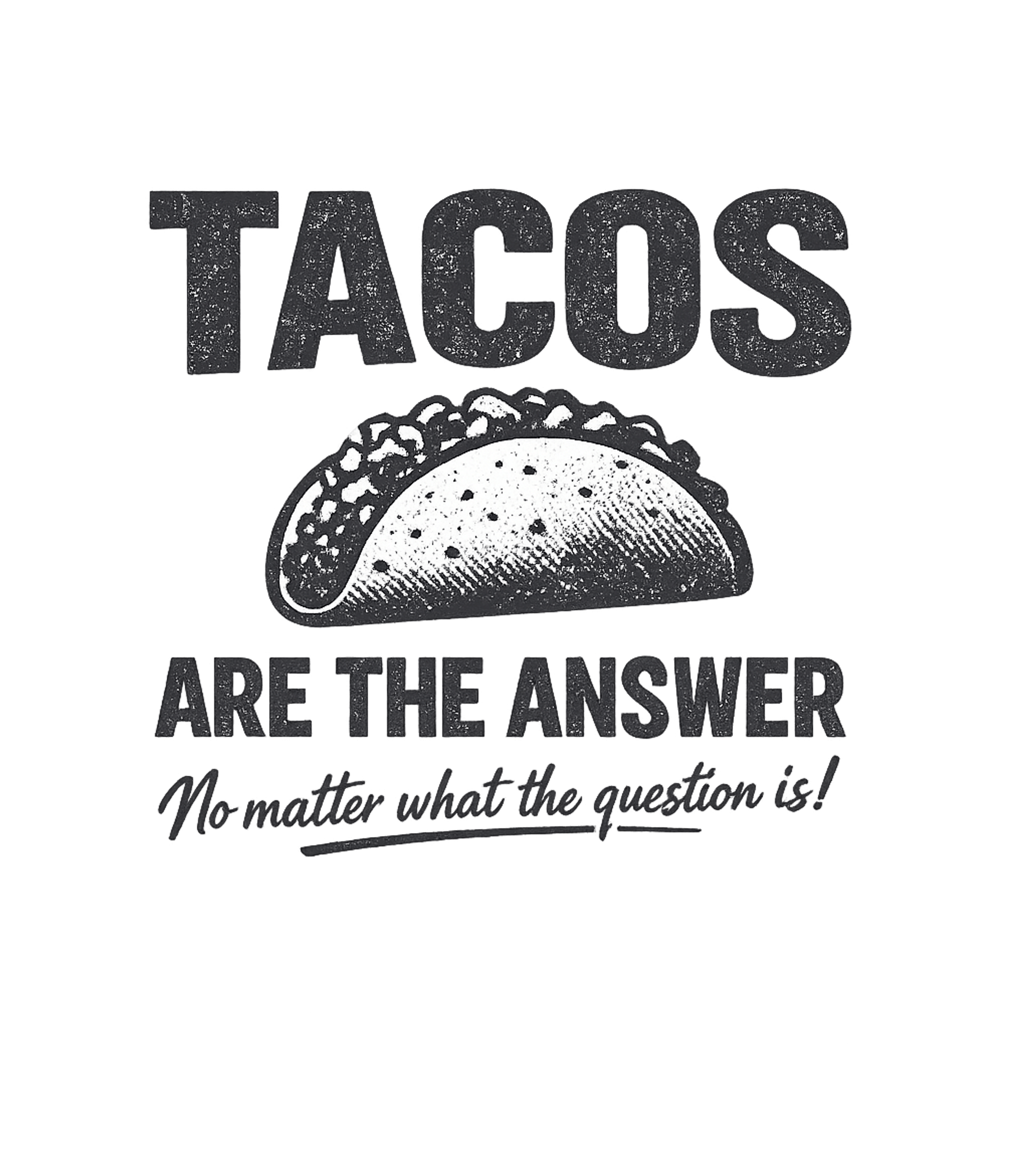 Tacos Are The Answer Sarcasm Premium T-Shirt featuring This fun graphic features a distressed taco design and the h – designed by Geoff Brown @ SunFrog Tacos Are The Answer Sarcasm Premium T-Shirt featuring This fun graphic features a distressed taco design and the h – designed by Geoff Brown @ SunFrog