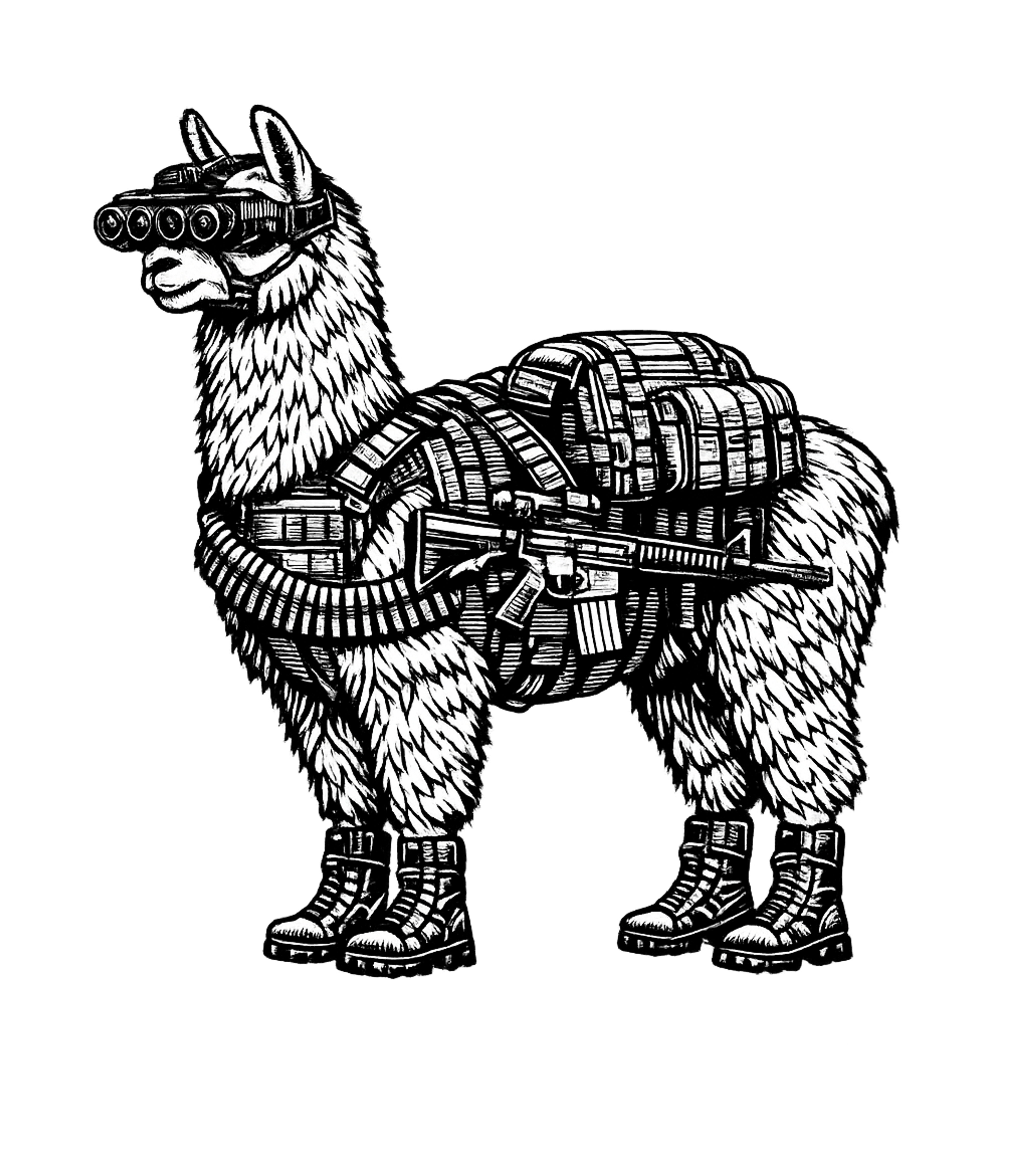 Tactical Llama Farm Animals Premium T-Shirt featuring Show off your unique style with this detailed black and whit – designed by Geoff Brown @ SunFrog Tactical Llama Farm Animals Premium T-Shirt featuring Show off your unique style with this detailed black and whit – designed by Geoff Brown @ SunFrog