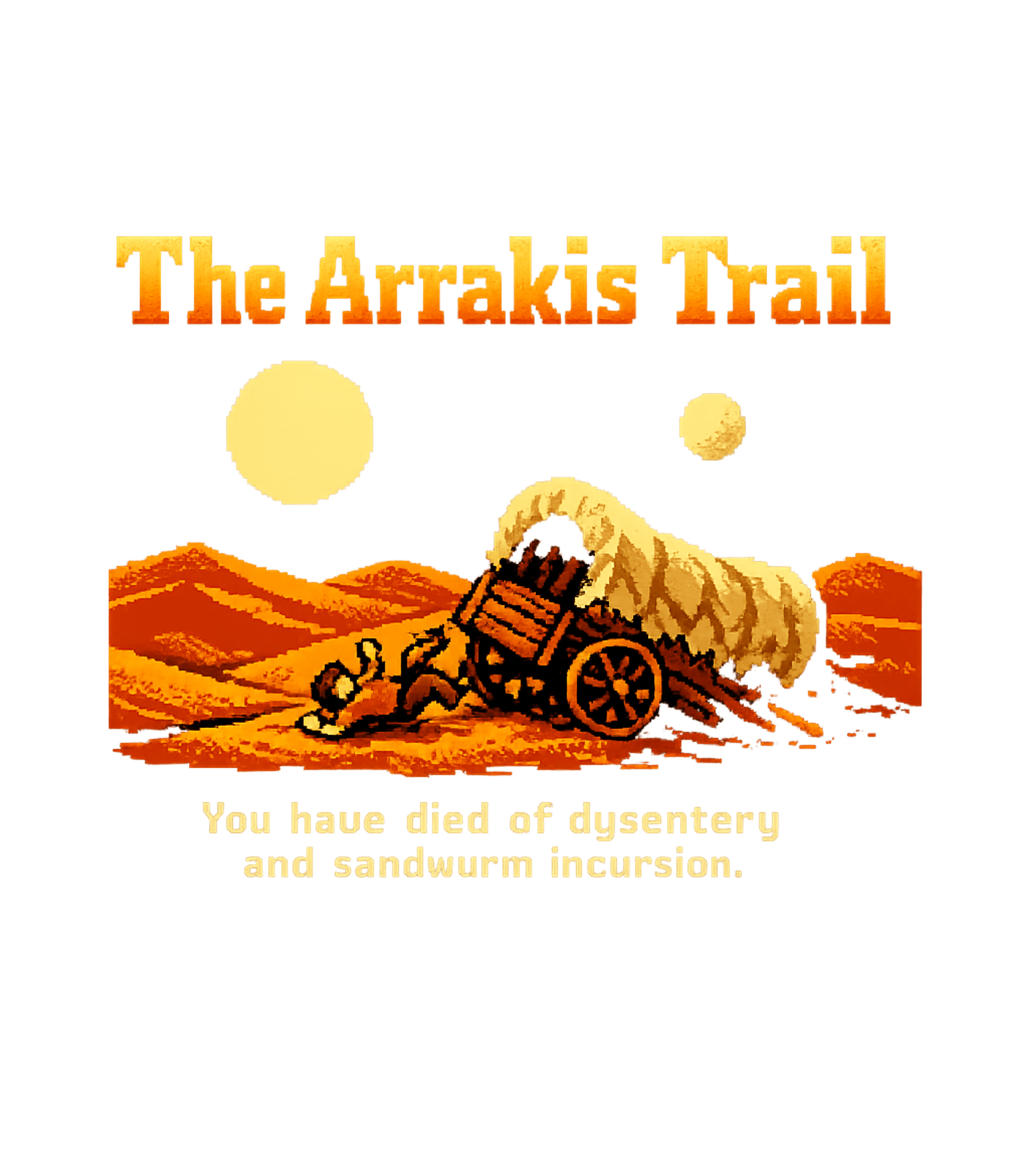 The Arrakis Trail Gaming Premium T-Shirt featuring Embark on a pixelated journey to a familiar desert planet wi – designed by Geoff Brown @ SunFrog The Arrakis Trail Gaming Premium T-Shirt featuring Embark on a pixelated journey to a familiar desert planet wi – designed by Geoff Brown @ SunFrog