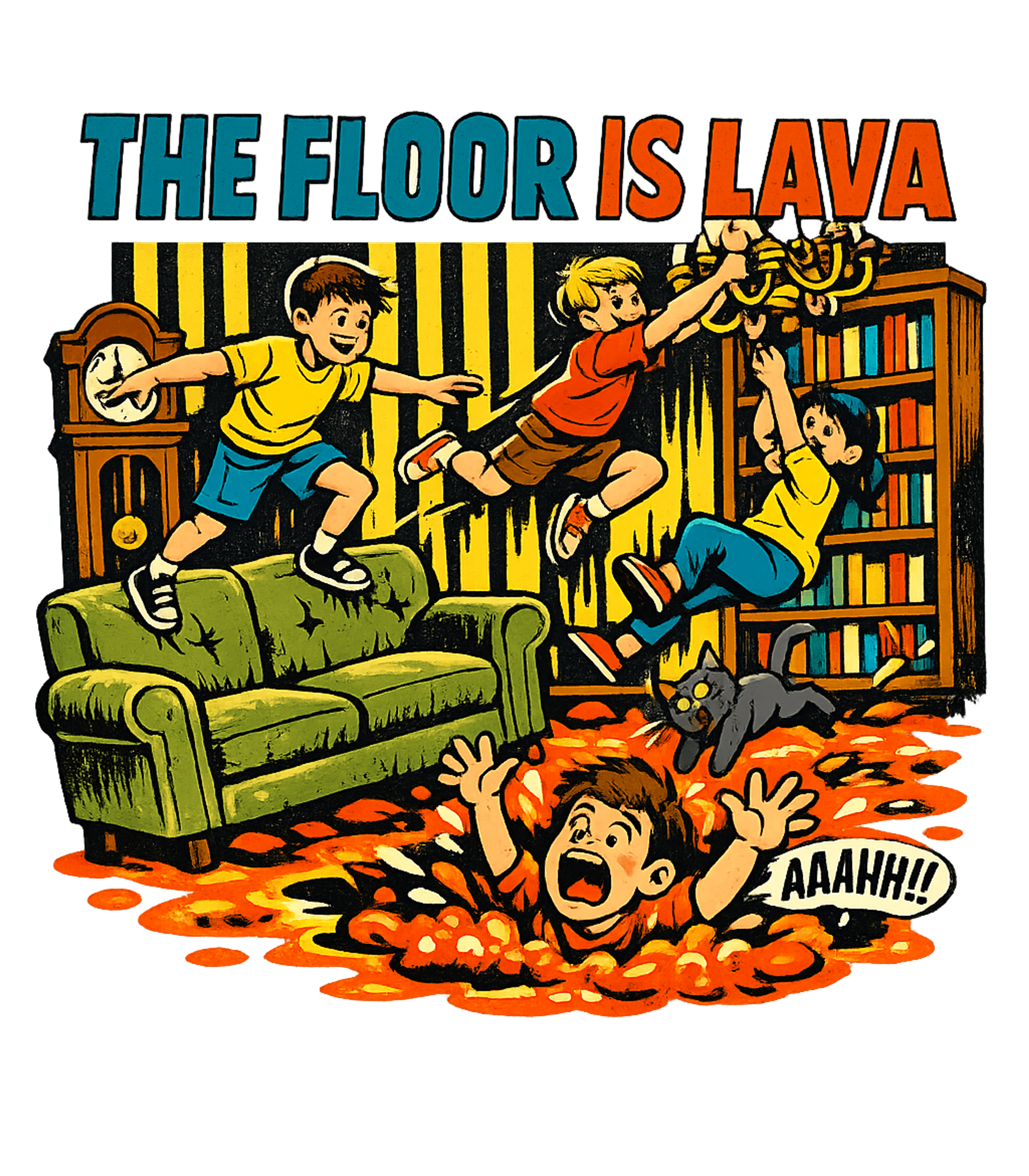 The Floor Is Lava Meme Humor Premium T-Shirt featuring Embrace nostalgic childhood fun with this vibrant, retro gra – designed by Geoff Brown @ SunFrog The Floor Is Lava Meme Humor Premium T-Shirt featuring Embrace nostalgic childhood fun with this vibrant, retro gra – designed by Geoff Brown @ SunFrog