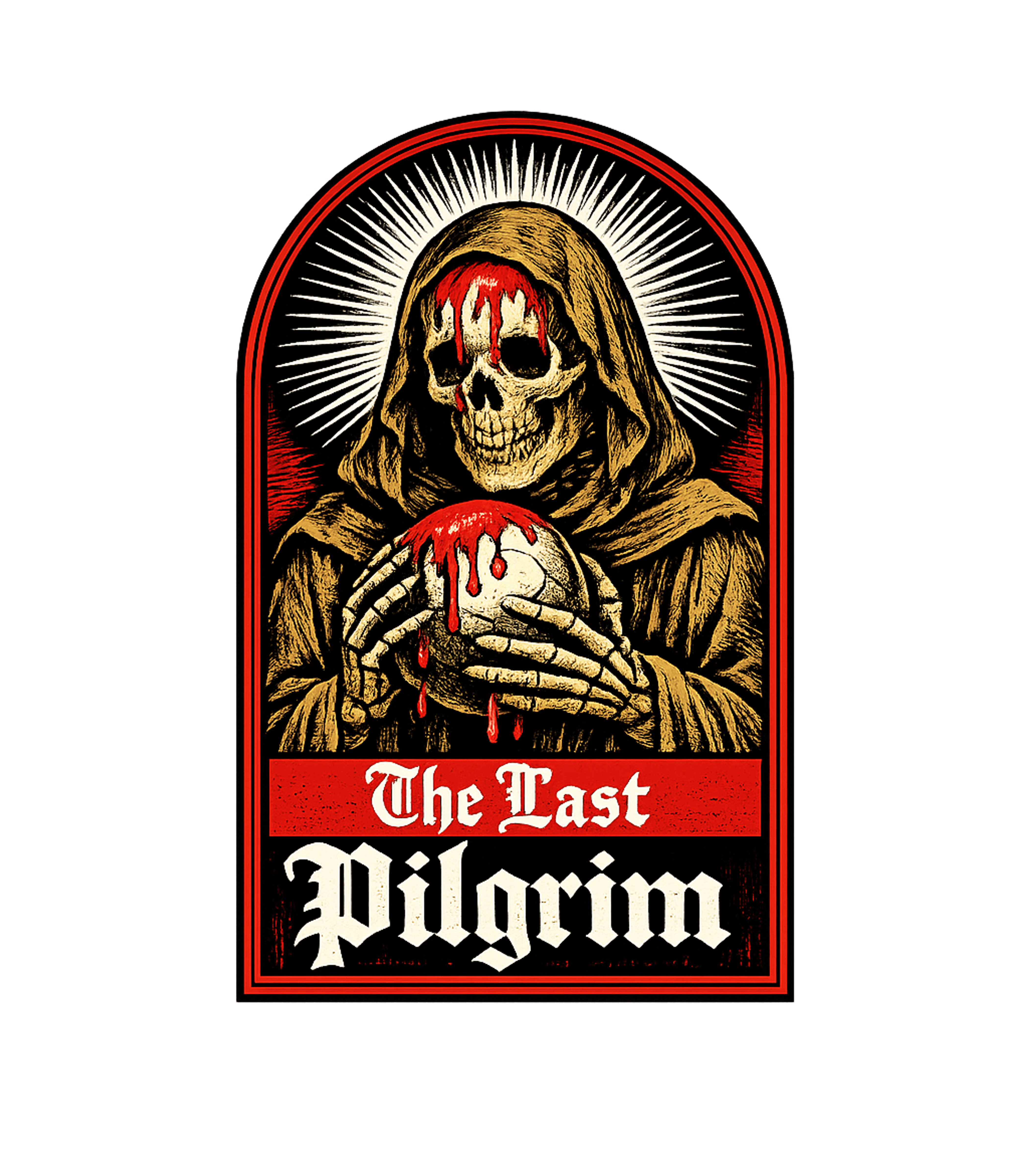 The Last Pilgrim Christian Faith Crewneck Sweatshirt featuring This dark, illustrative artwork features a robed skeletal fi – designed by Geoff Brown @ SunFrog The Last Pilgrim Christian Faith Crewneck Sweatshirt featuring This dark, illustrative artwork features a robed skeletal fi – designed by Geoff Brown @ SunFrog