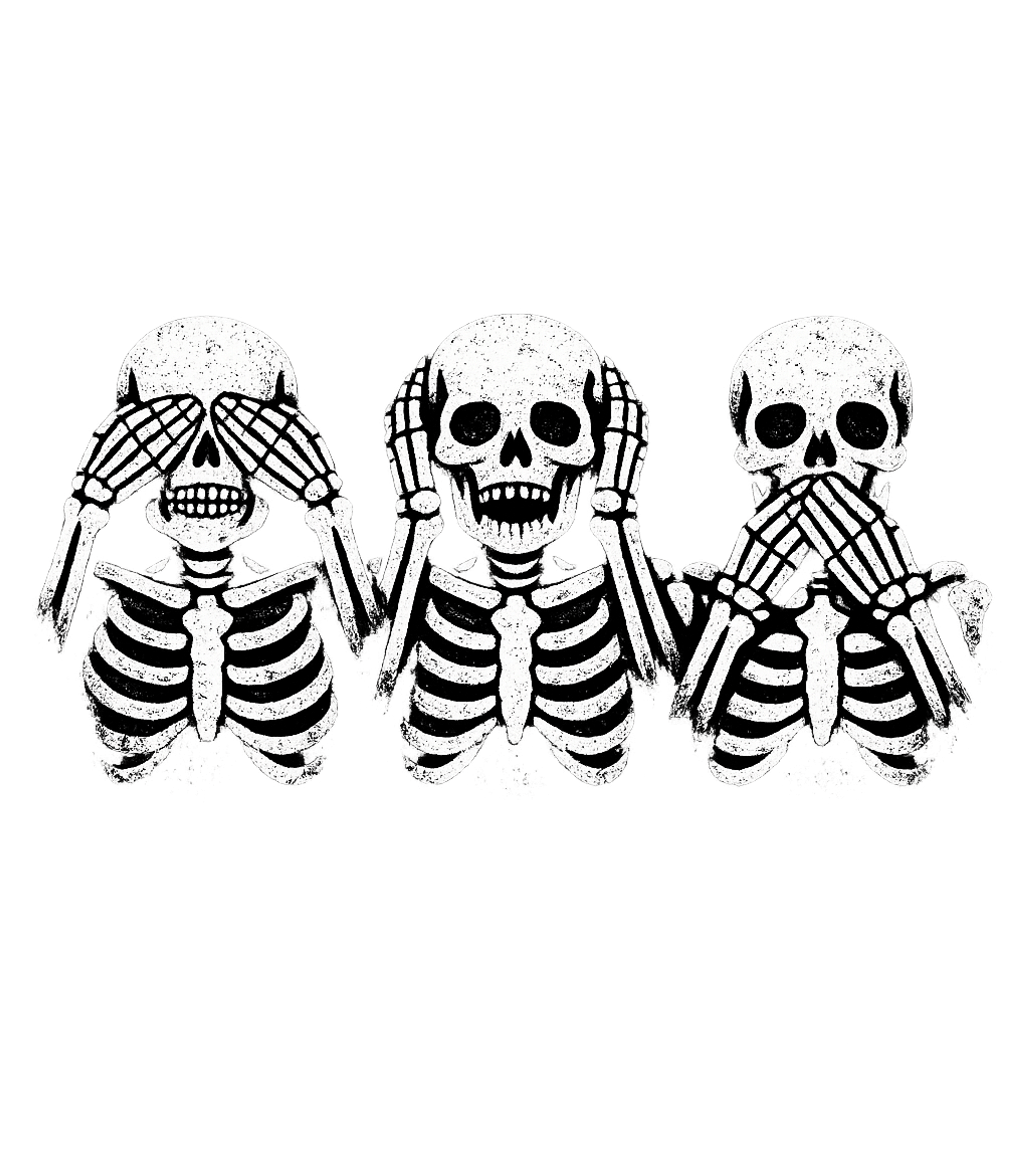 Three Wise Skeletons halloween Sticker featuring This unique graphic features three skeletons embodying the ' – designed by Geoff Brown @ SunFrog Three Wise Skeletons halloween Sticker featuring This unique graphic features three skeletons embodying the ' – designed by Geoff Brown @ SunFrog