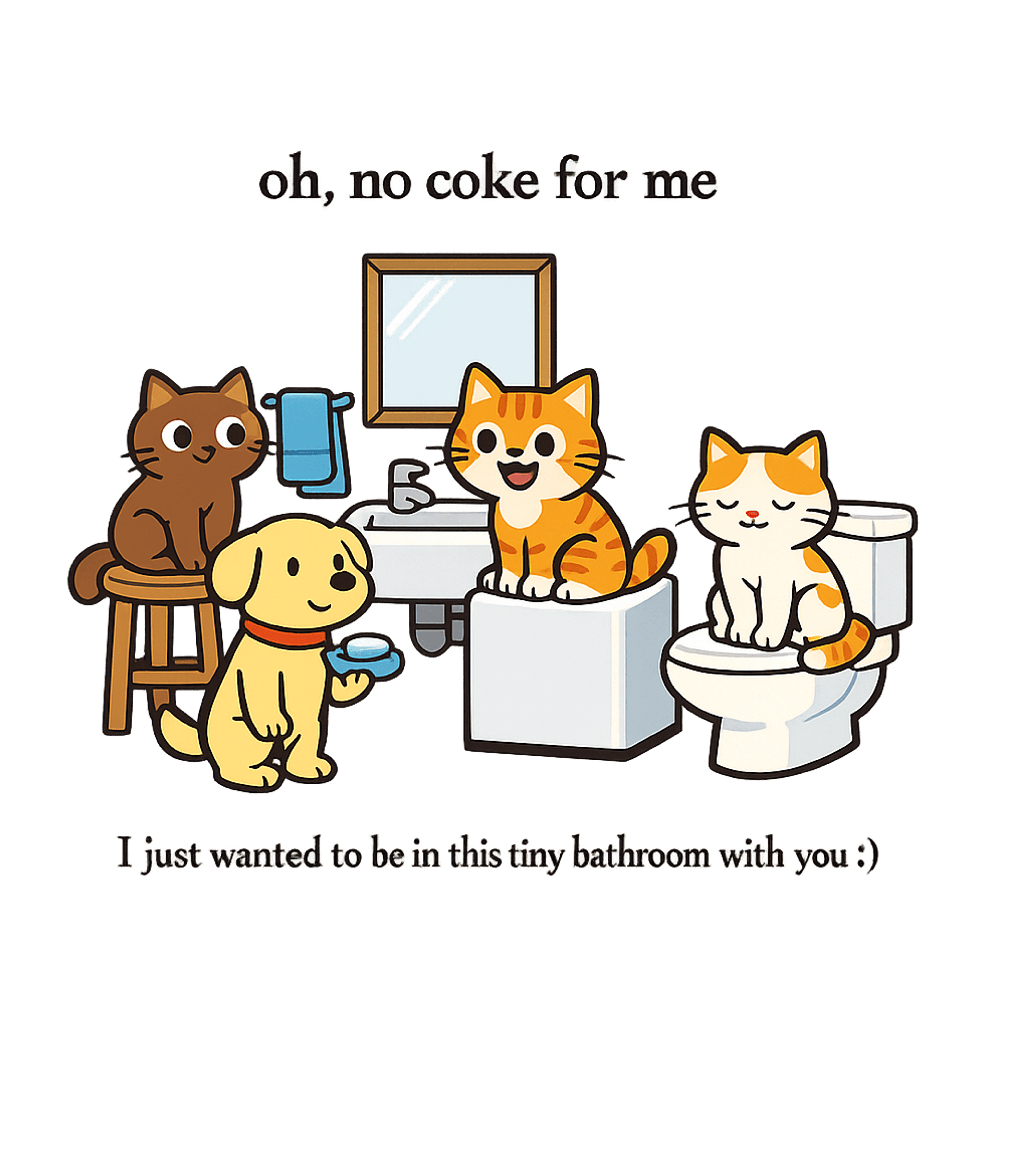 Tiny Bathroom Pets Dogs Premium T-Shirt featuring This whimsical graphic features adorable cartoon cats and a – designed by Geoff Brown @ SunFrog Tiny Bathroom Pets Dogs Premium T-Shirt featuring This whimsical graphic features adorable cartoon cats and a – designed by Geoff Brown @ SunFrog