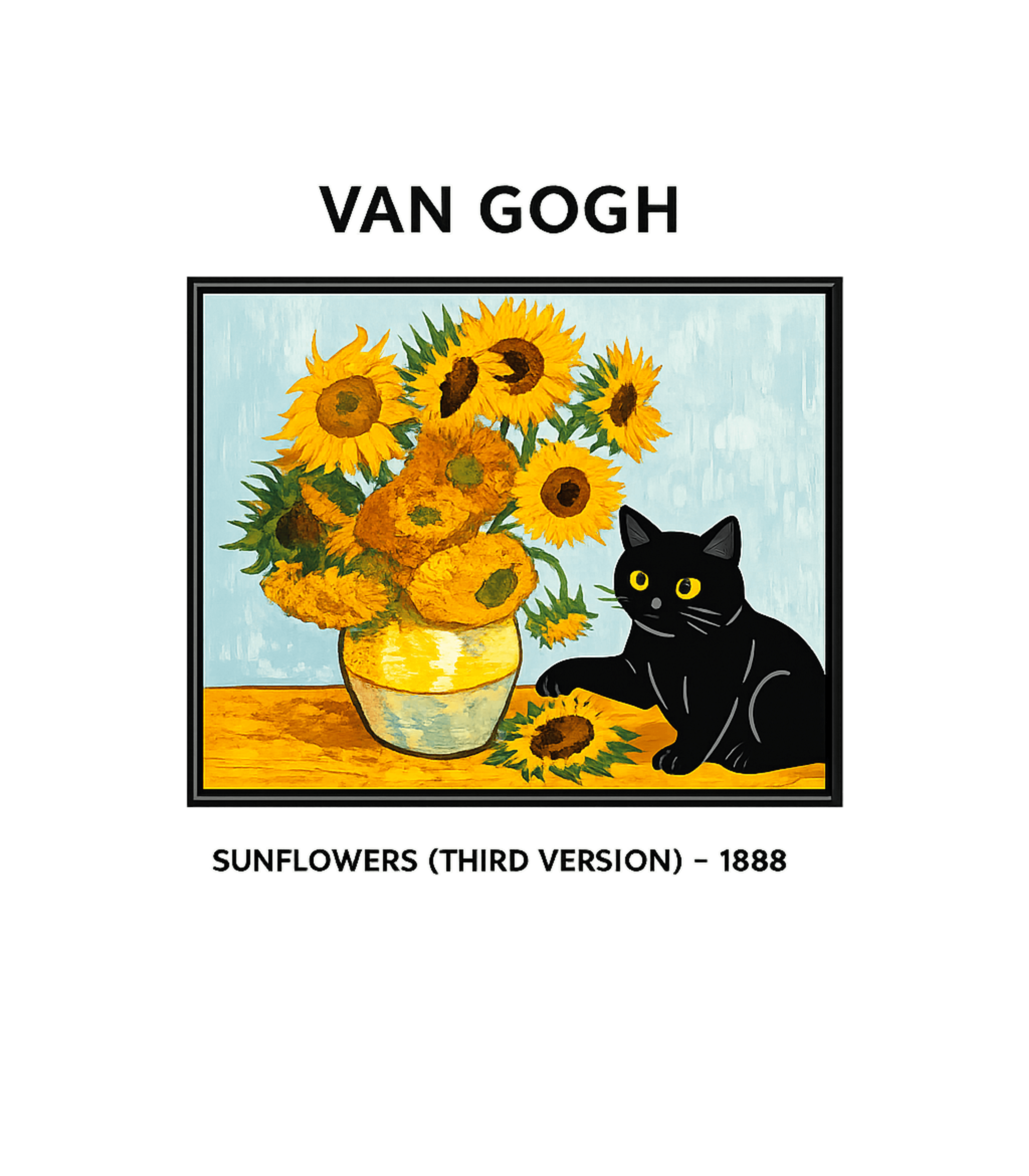 Van Gogh Cat Sunflowers Cats Premium T-Shirt featuring This whimsical design features a playful black cat interacti – designed by Geoff Brown @ SunFrog Van Gogh Cat Sunflowers Cats Premium T-Shirt featuring This whimsical design features a playful black cat interacti – designed by Geoff Brown @ SunFrog