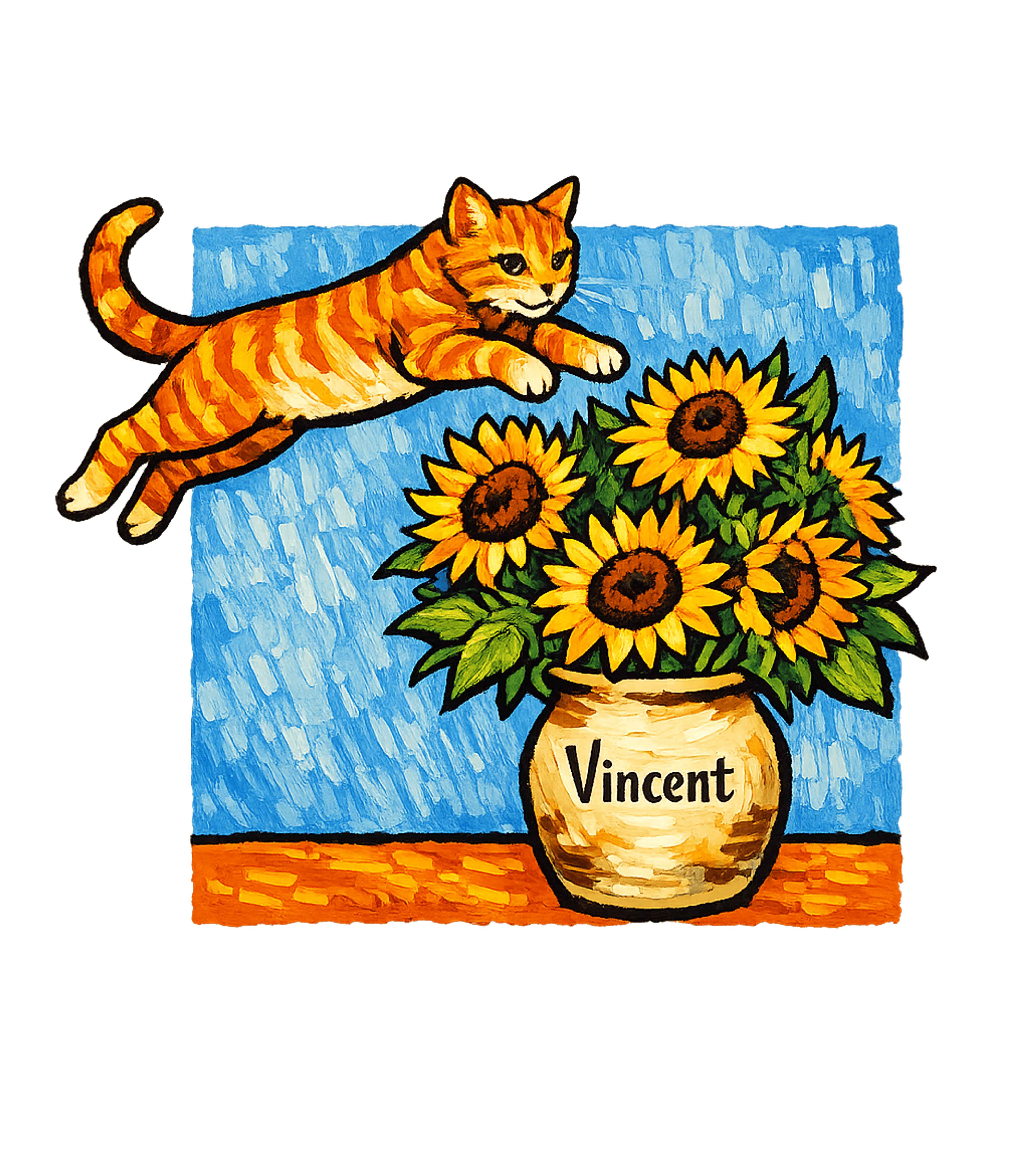 Vincent Cat Sunflowers Cats Hooded Sweatshirt featuring This whimsical artwork features a playful ginger cat leaping – designed by Geoff Brown @ SunFrog Vincent Cat Sunflowers Cats Hooded Sweatshirt featuring This whimsical artwork features a playful ginger cat leaping – designed by Geoff Brown @ SunFrog