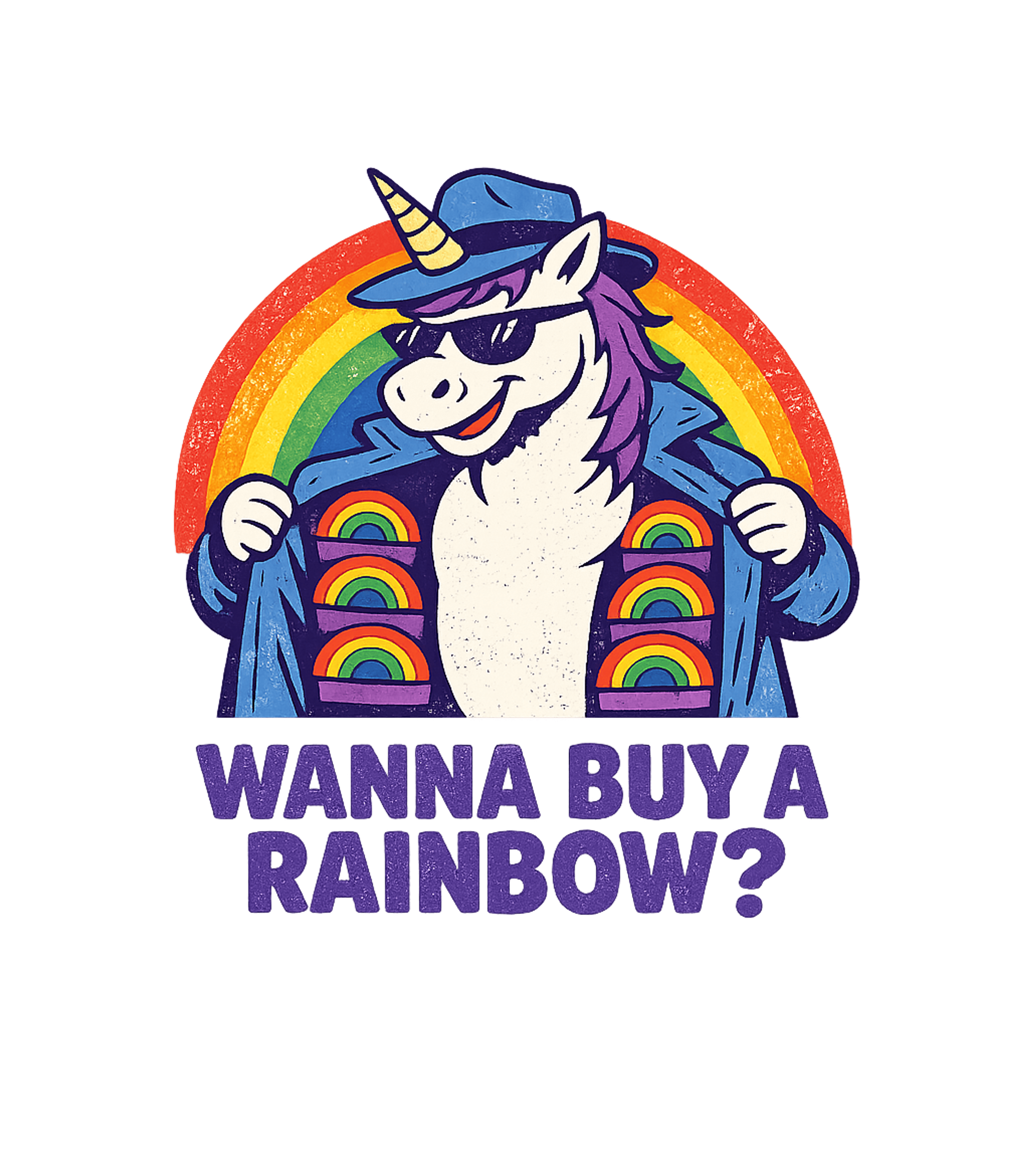 Wanna Buy A Rainbow Sarcasm Premium T-Shirt featuring This whimsical artwork features a cool, trench-coat-wearing – designed by Geoff Brown @ SunFrog Wanna Buy A Rainbow Sarcasm Premium T-Shirt featuring This whimsical artwork features a cool, trench-coat-wearing – designed by Geoff Brown @ SunFrog