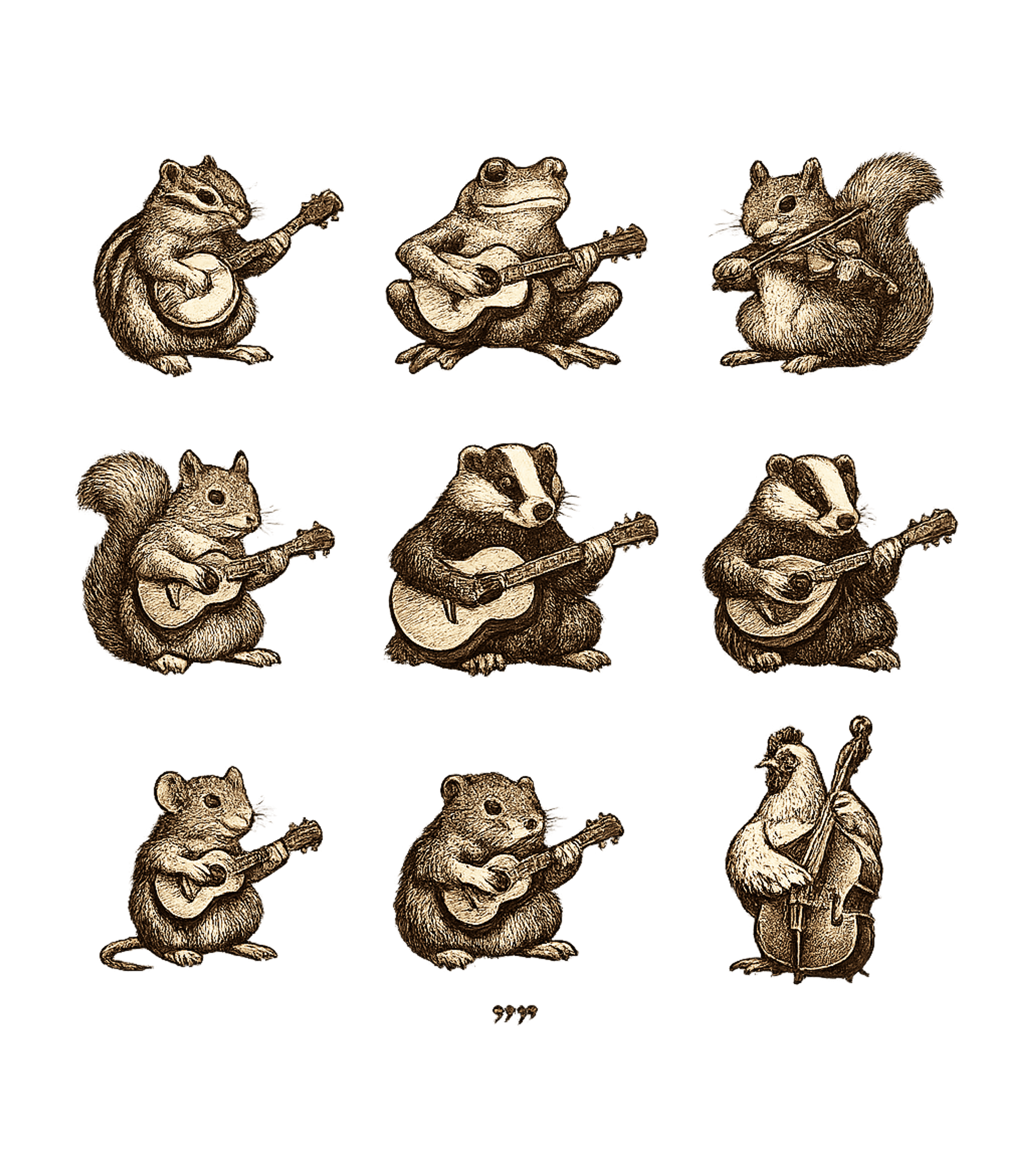 Woodland Animal Band Music Premium T-Shirt featuring This whimsical artwork features a charming ensemble of woodl – designed by Geoff Brown @ SunFrog Woodland Animal Band Music Premium T-Shirt featuring This whimsical artwork features a charming ensemble of woodl – designed by Geoff Brown @ SunFrog