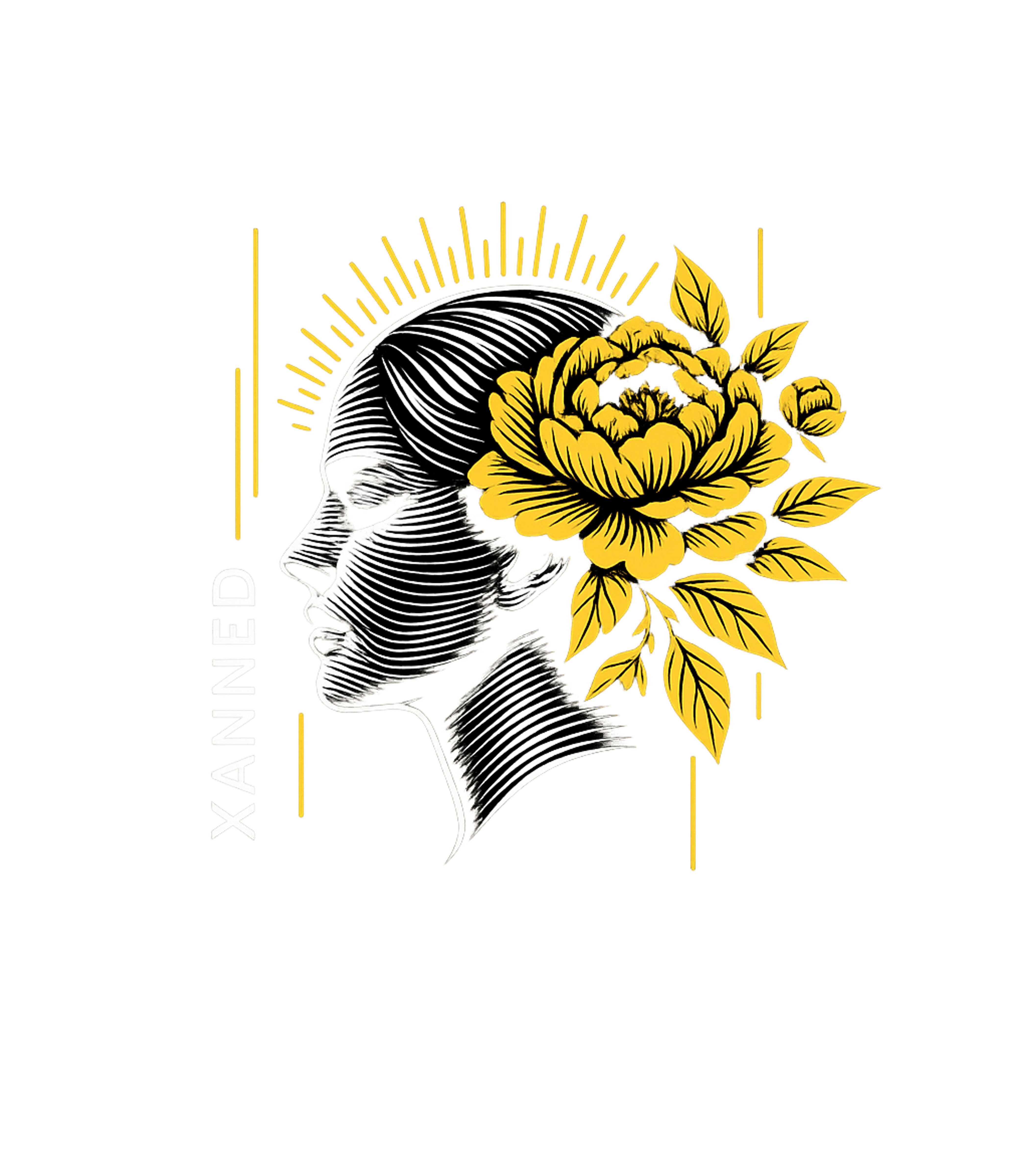 XANNED Floral Portrait Inspirational Messages Hooded Sweatshirt featuring This captivating t-shirt features a serene, linework portrai – designed by Geoff Brown @ SunFrog XANNED Floral Portrait Inspirational Messages Hooded Sweatshirt featuring This captivating t-shirt features a serene, linework portrai – designed by Geoff Brown @ SunFrog